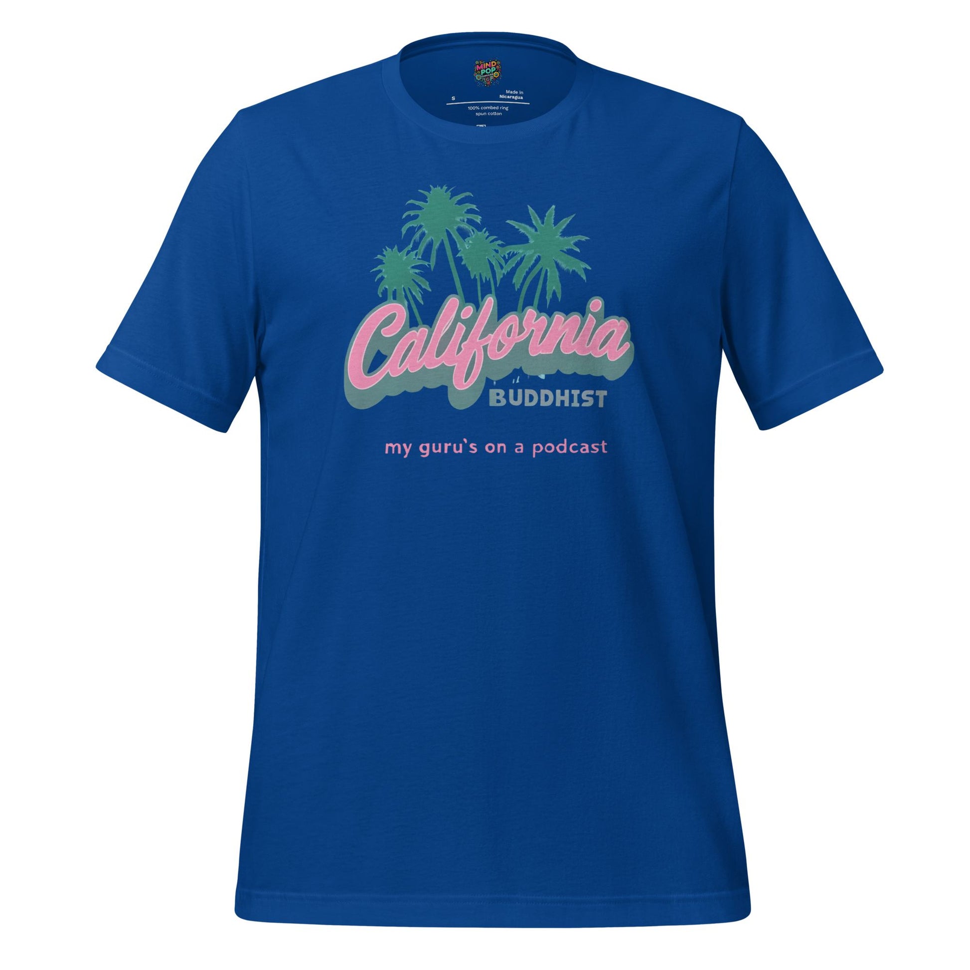 California Buddhist Surf Tee — Retro West Coast Vibe True Royal