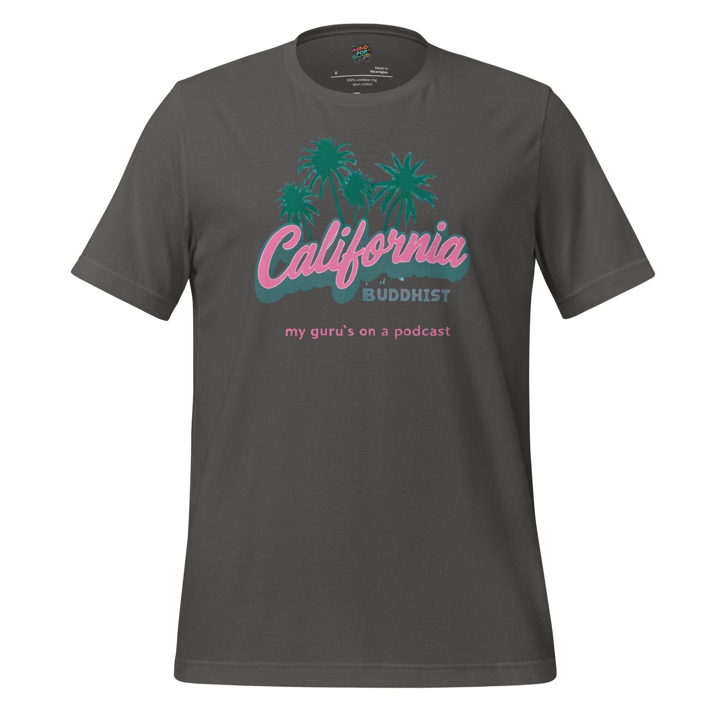 California Buddhist Surf Tee — Retro West Coast Vibe Asphalt