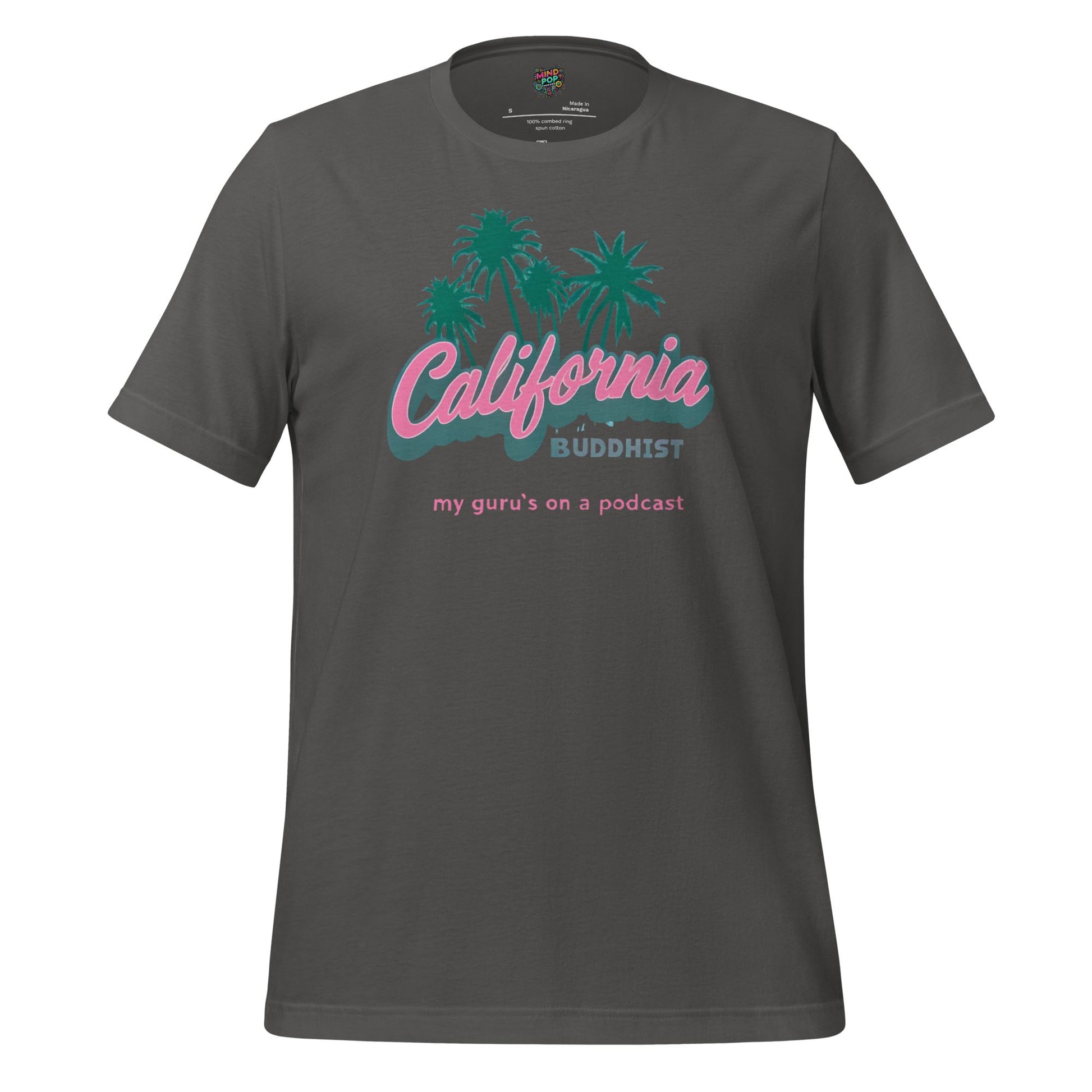California Buddhist Surf Tee — Retro West Coast Vibe Asphalt