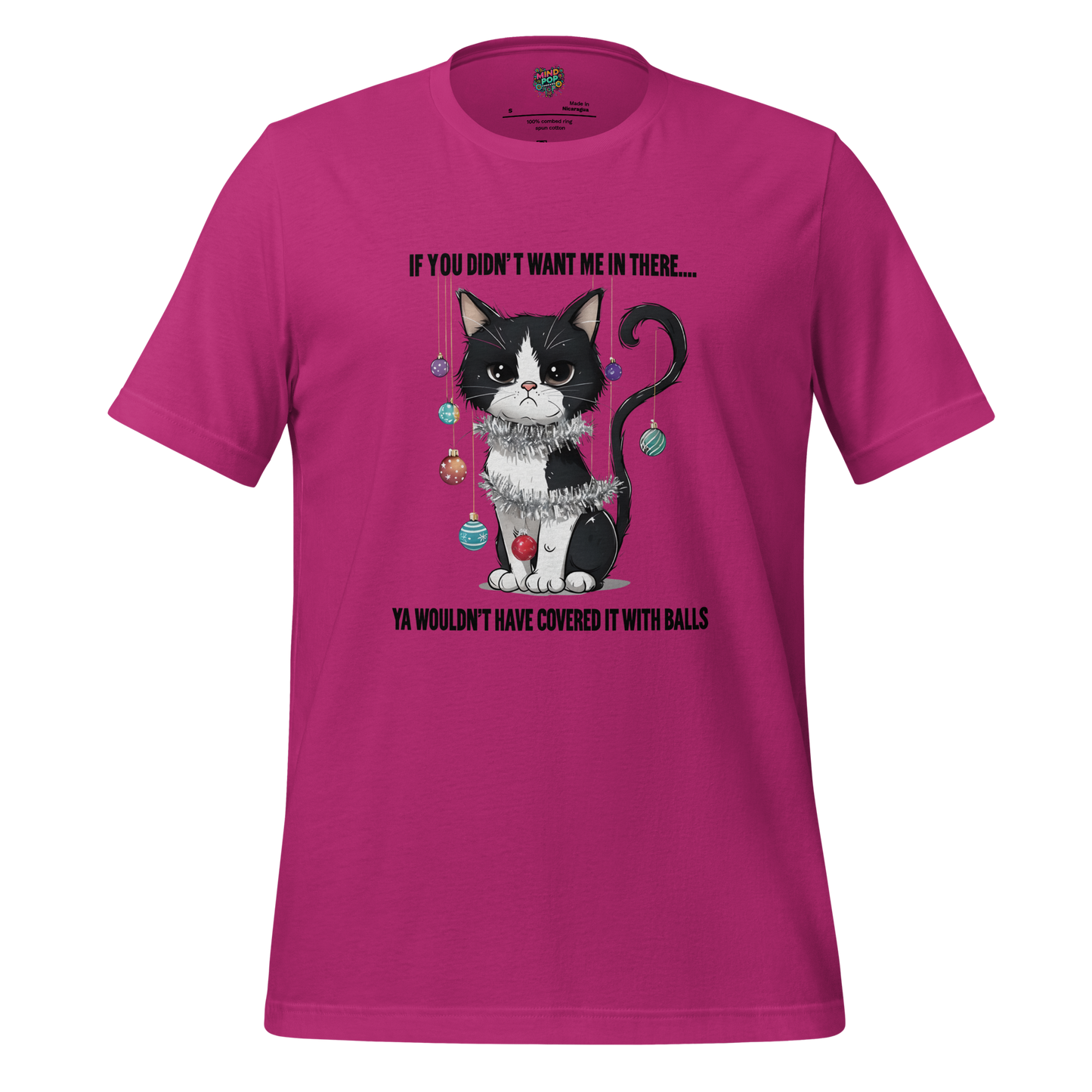 Cat vs Tree Christmas Round 2 Shirt Berry