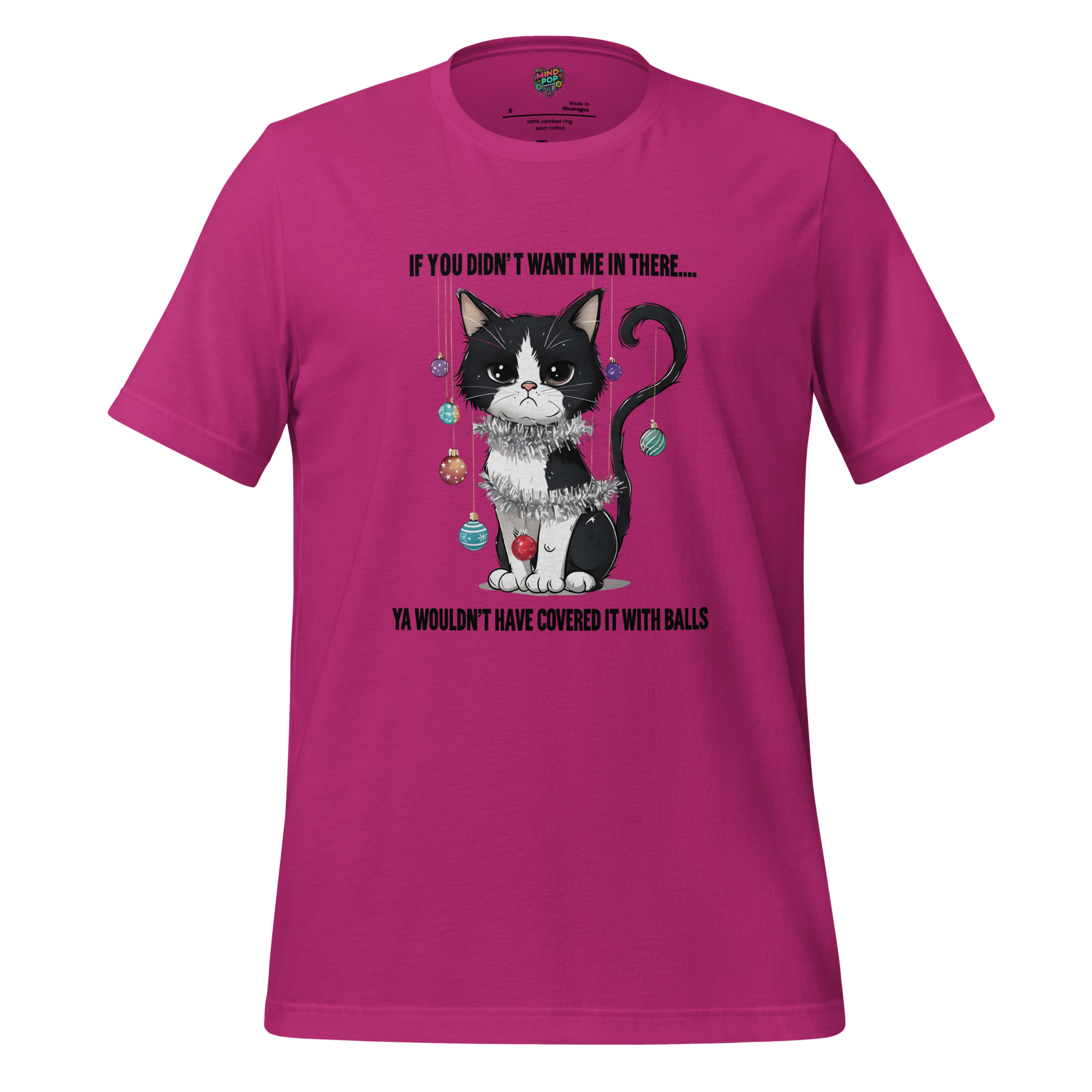 Cat vs Tree Christmas Round 2 Shirt Berry