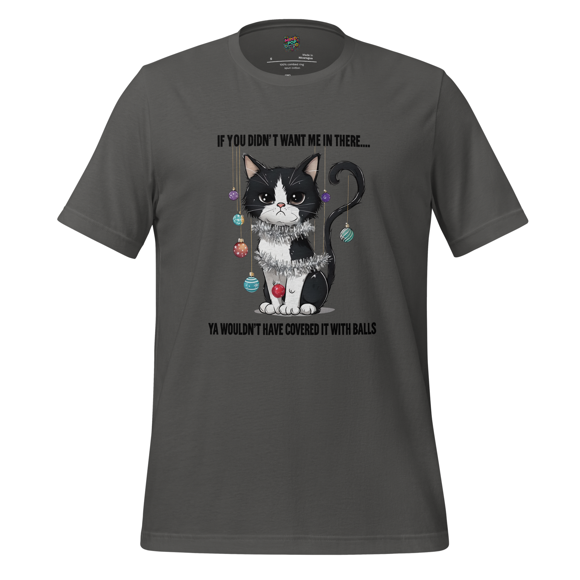 Cat vs Tree Christmas Round 2 Shirt Asphalt