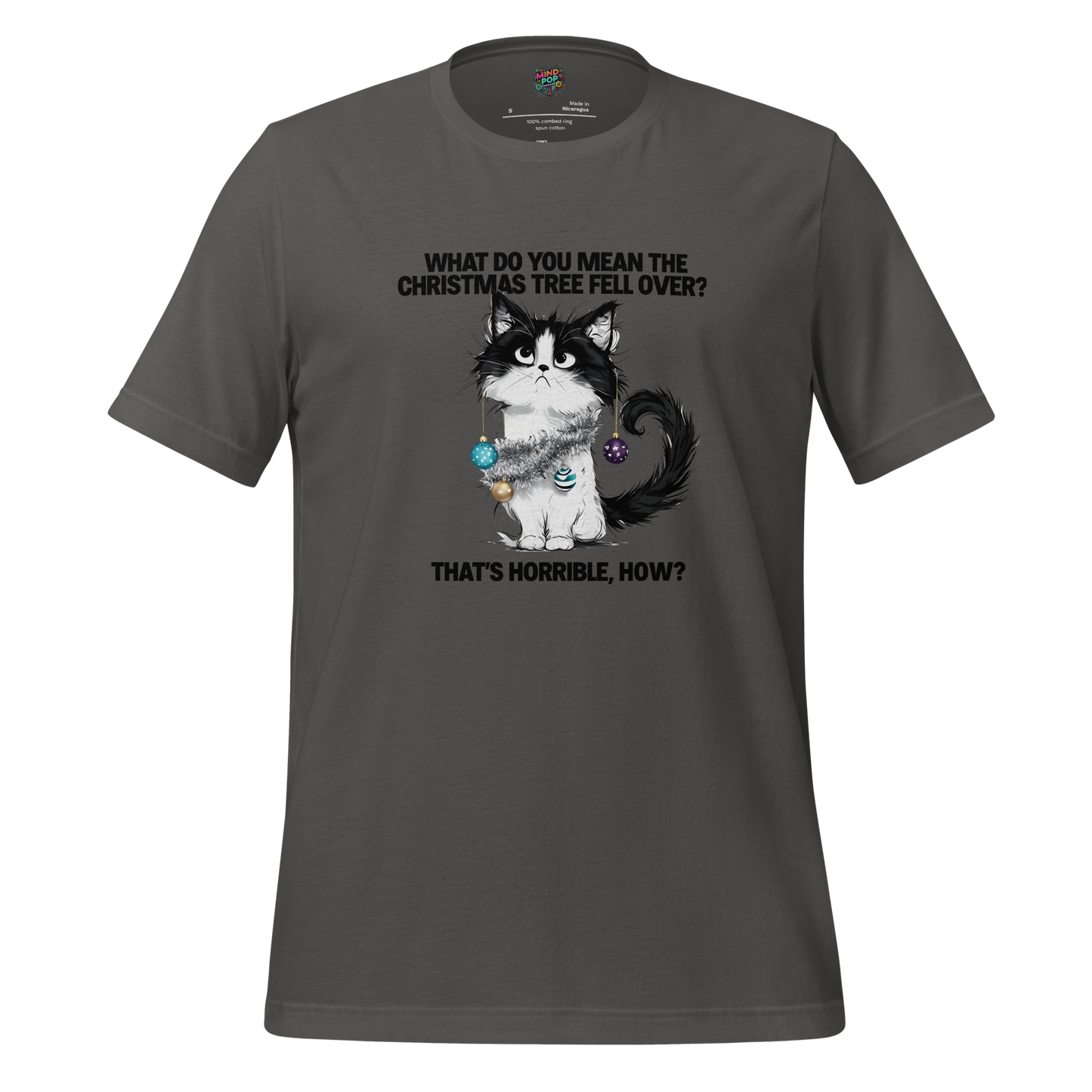 Cat vs. Christmas Tree Shirt Asphalt