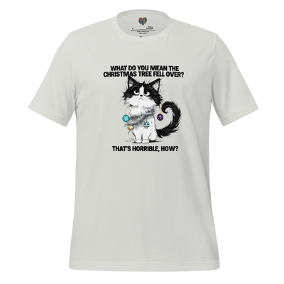 Cat vs. Christmas Tree Shirt Silver