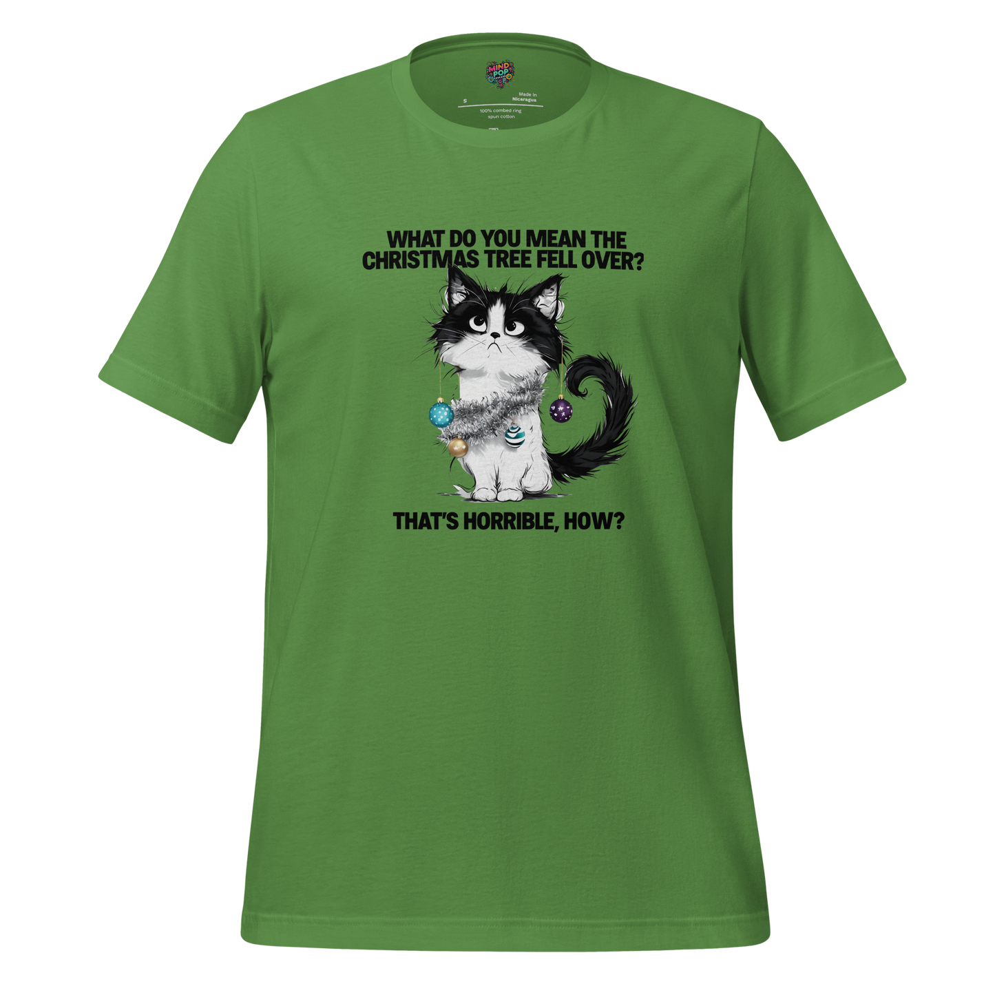 Cat vs. Christmas Tree Shirt Leaf