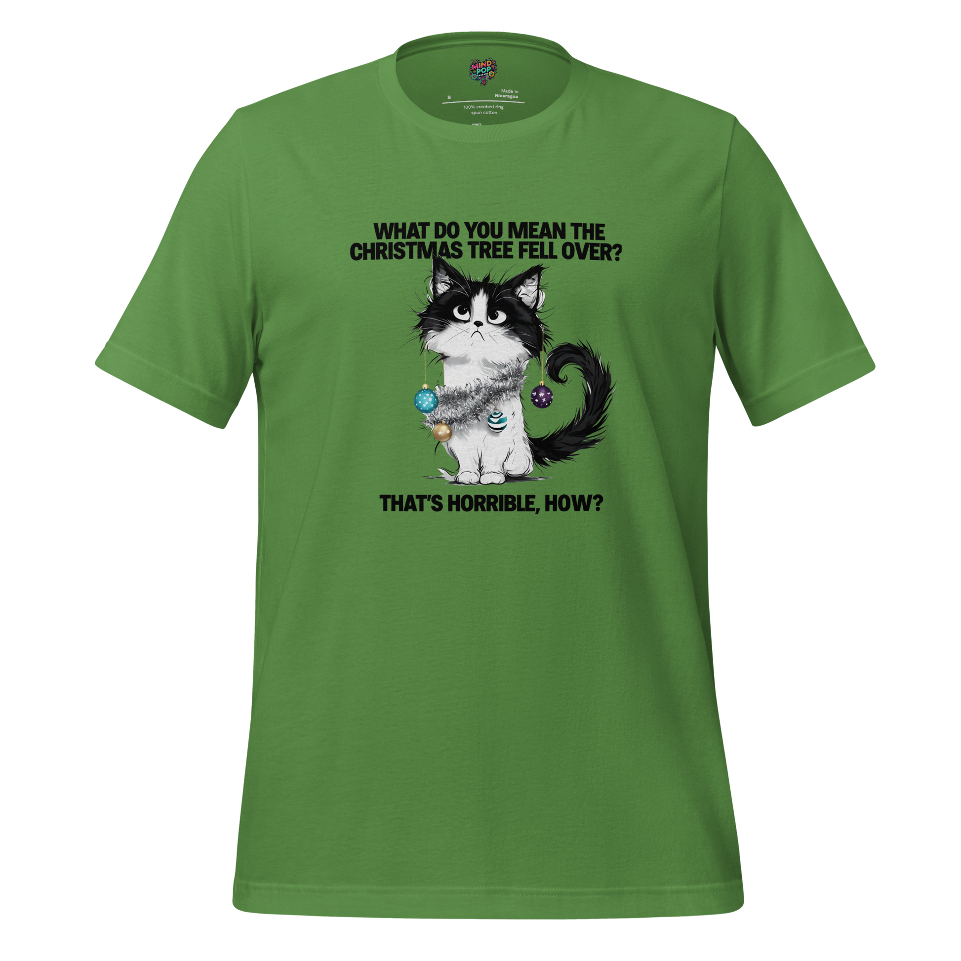 Cat vs. Christmas Tree Shirt Leaf