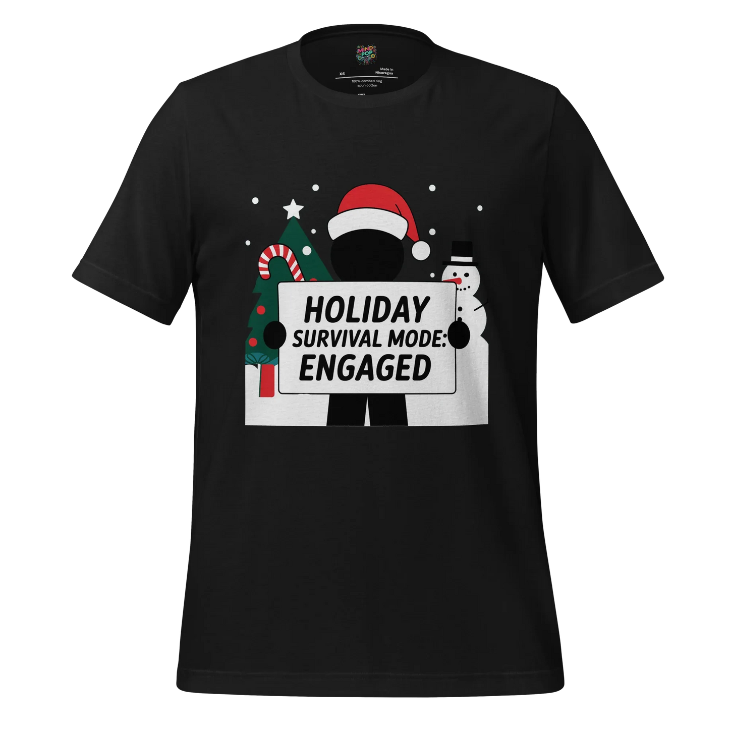 Christmas Stickman Survival Mode Shirt Vintage Black