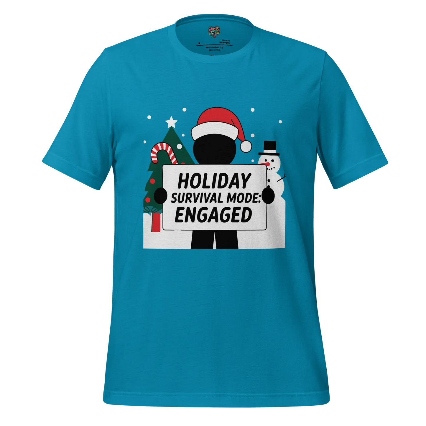 Christmas Stickman Survival Mode Shirt Aqua
