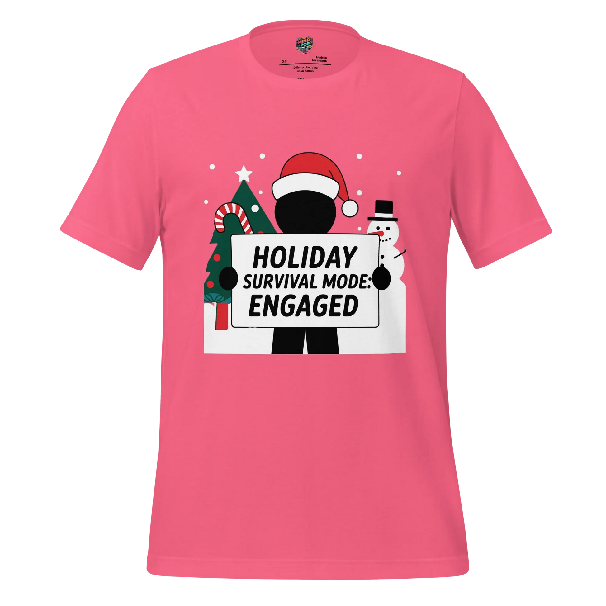 Christmas Stickman Survival Mode Shirt Charity Pink