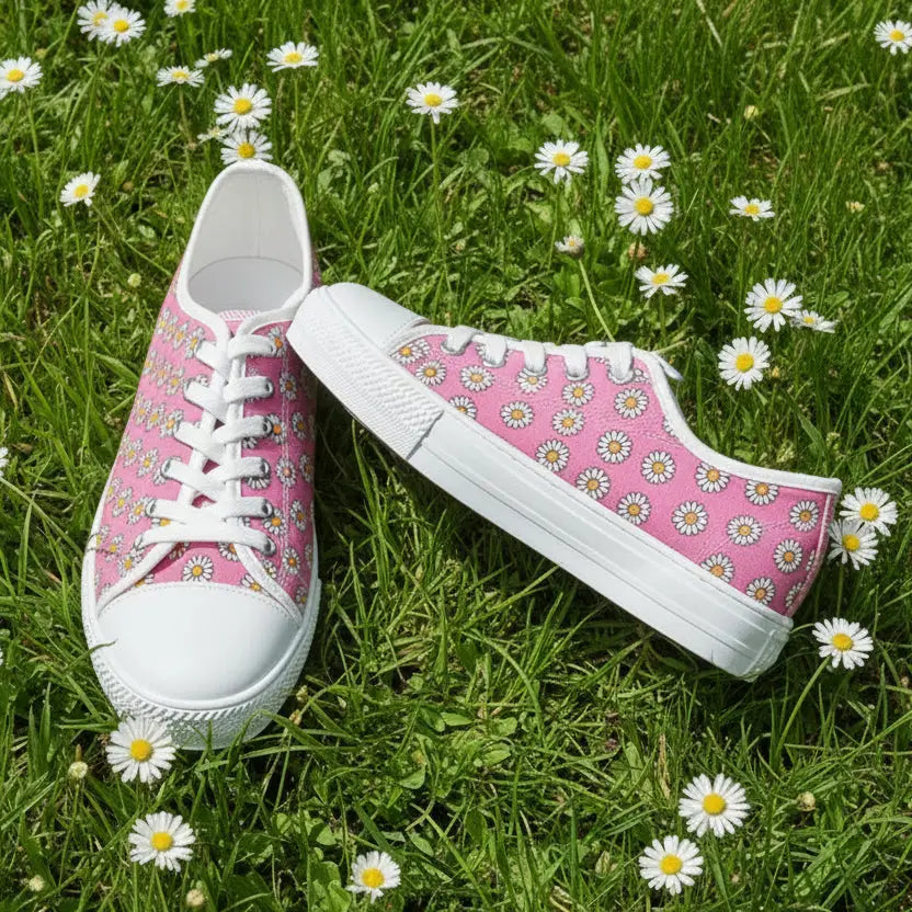 Daisy Pink Women's Low Tops White sole