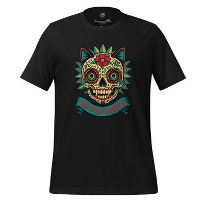 Day of the Dead Cat Shirt Vintage Black