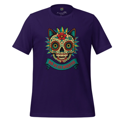 Day of the Dead Cat Shirt Team Purple
