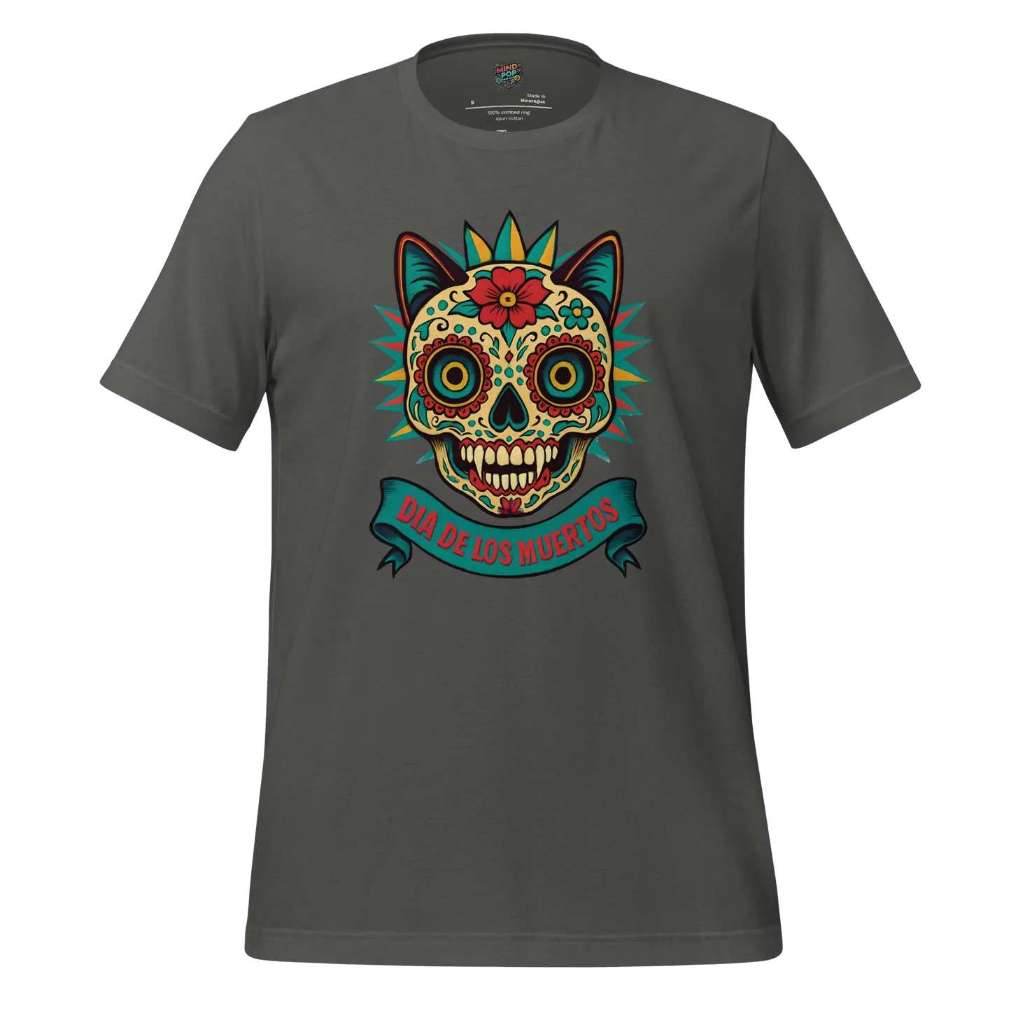 Day of the Dead Cat Shirt Asphalt
