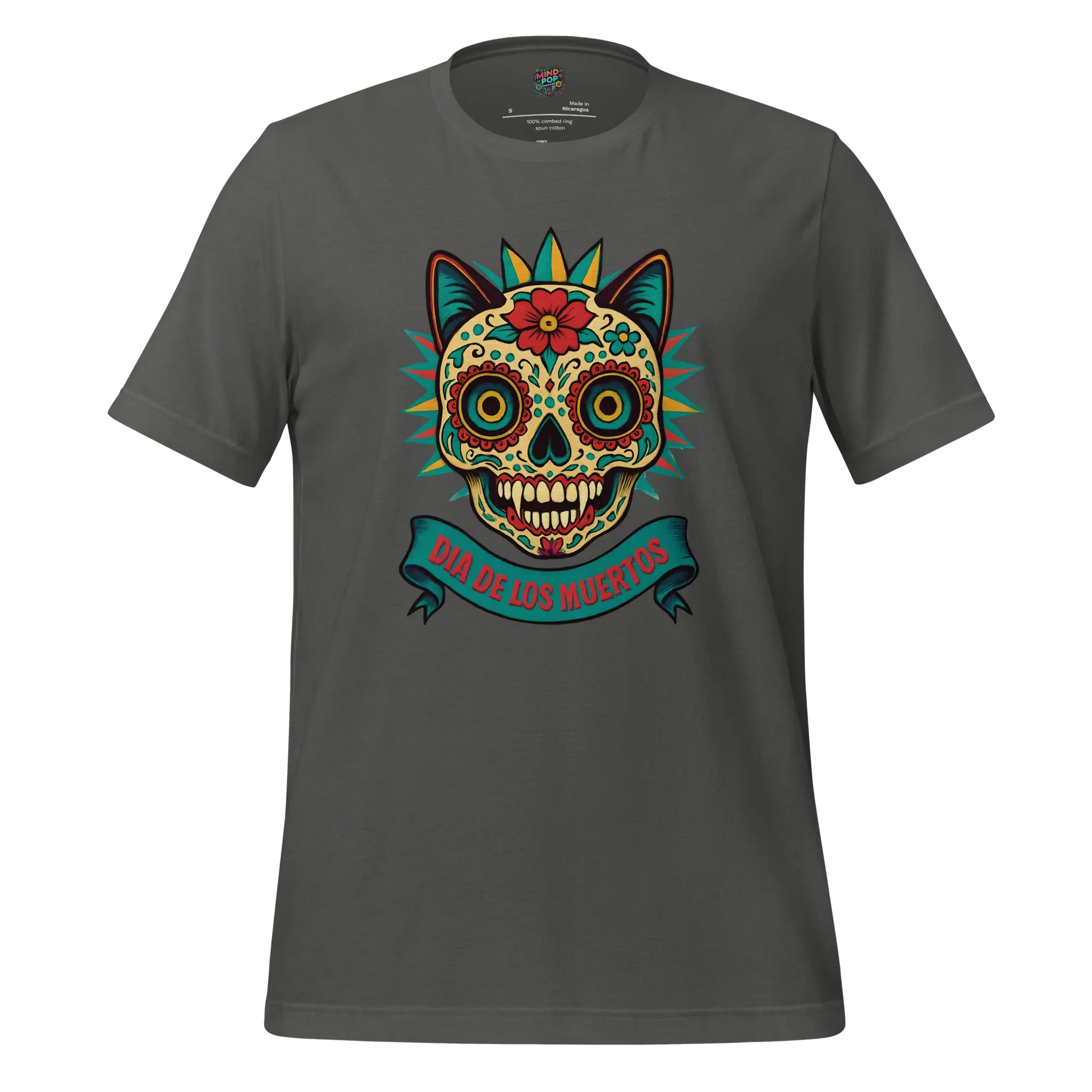 Day of the Dead Cat Shirt Asphalt
