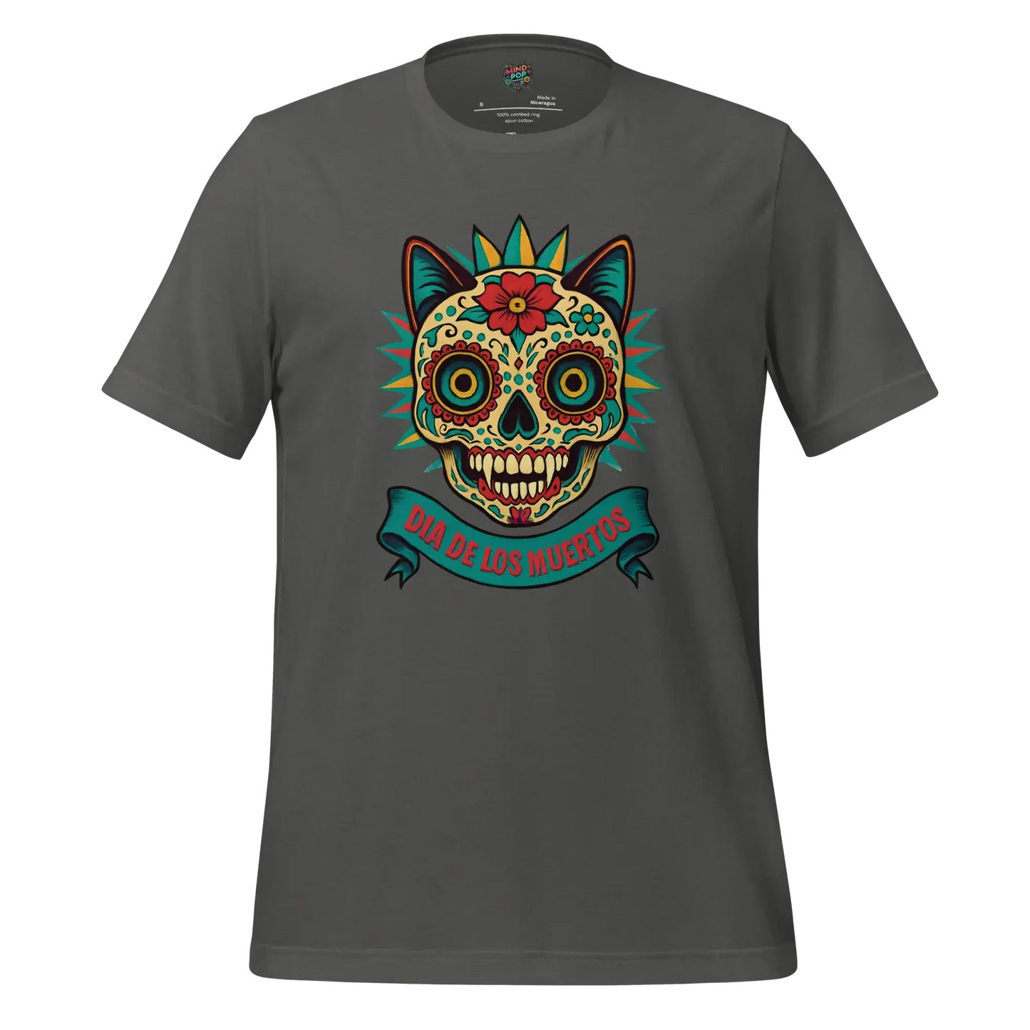 Day of the Dead Cat Shirt Asphalt