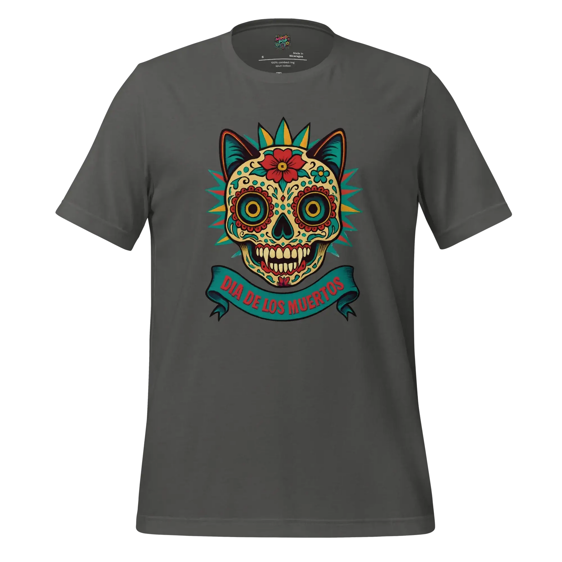 Day of the Dead Cat Shirt Asphalt
