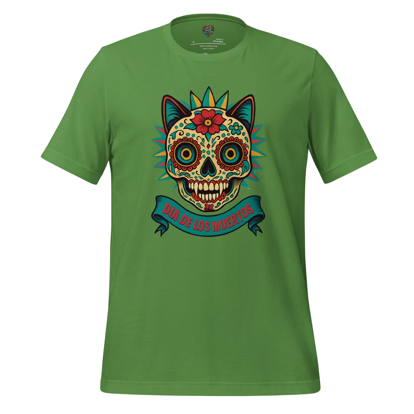Day of the Dead Cat Shirt Leaf