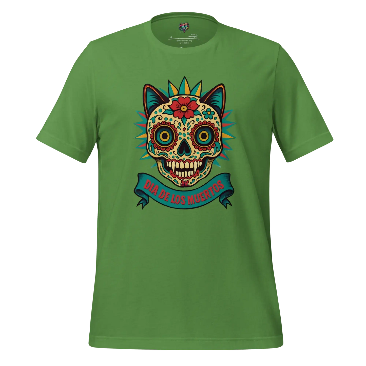 Day of the Dead Cat Shirt Leaf