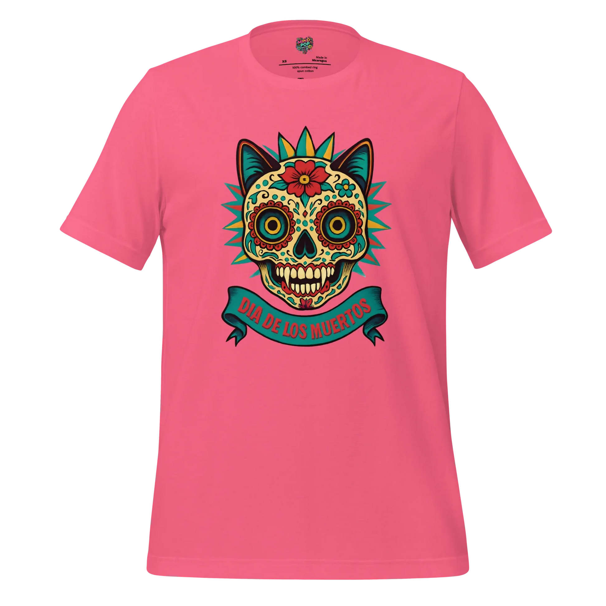 Day of the Dead Cat Shirt Charity Pink