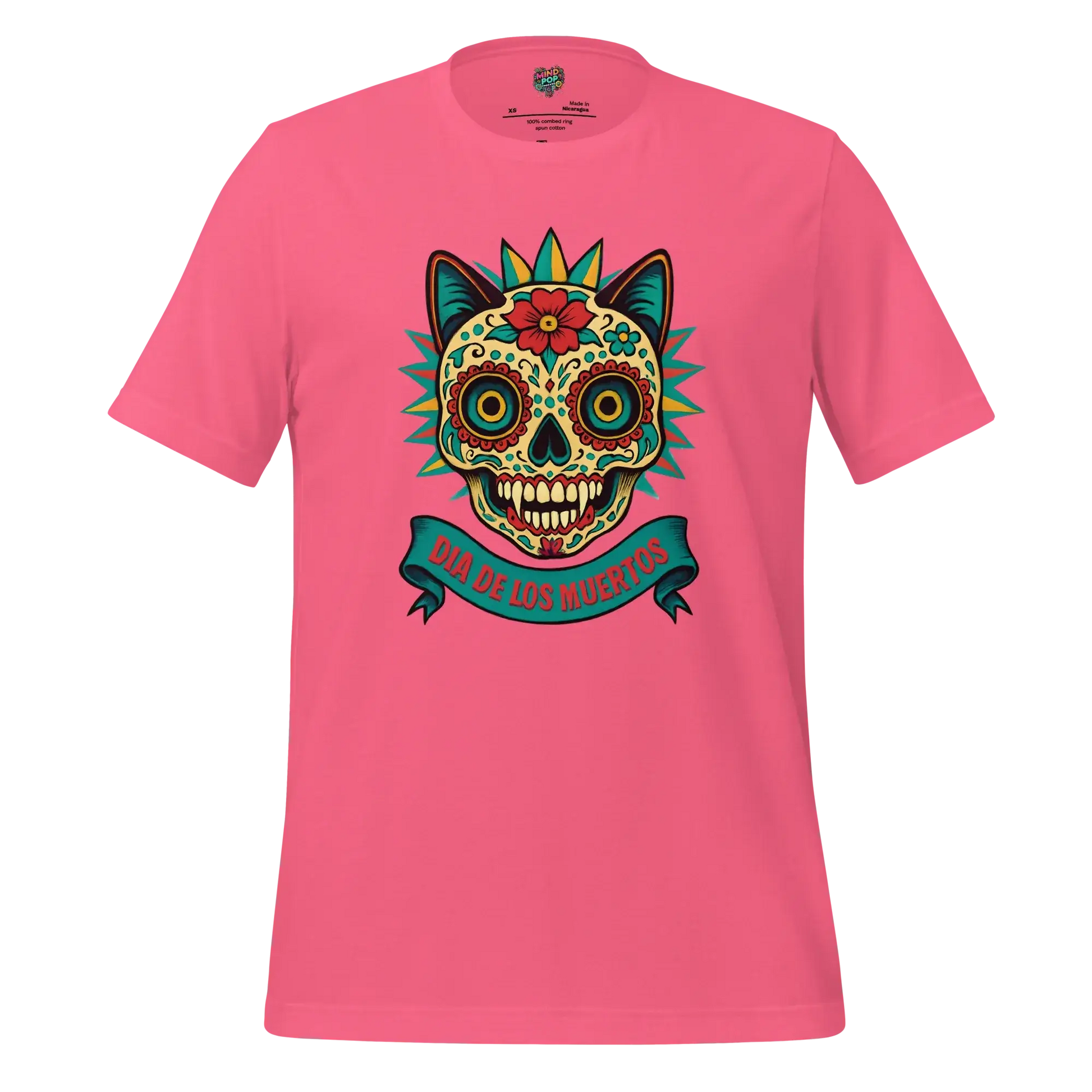 Day of the Dead Cat Shirt Charity Pink