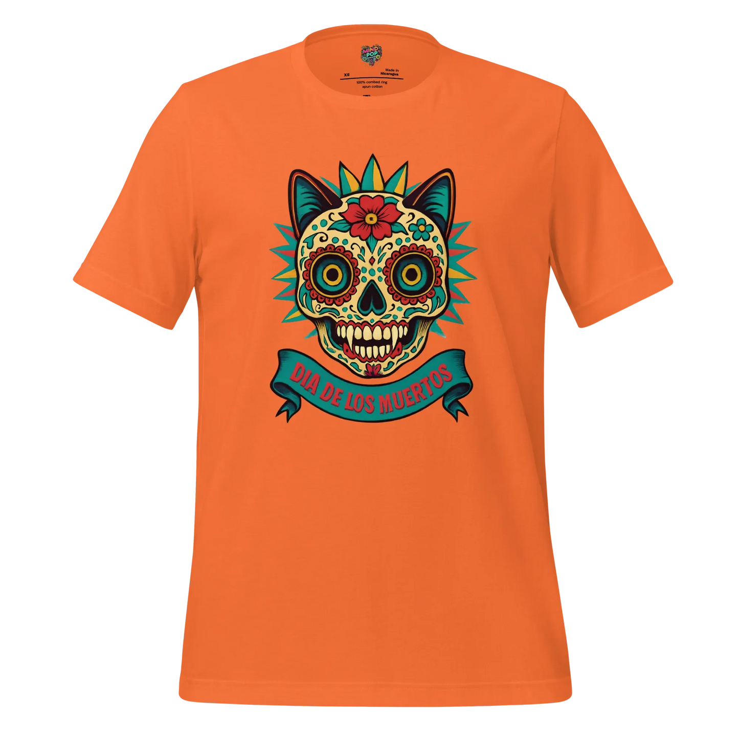 Day of the Dead Cat Shirt Orange