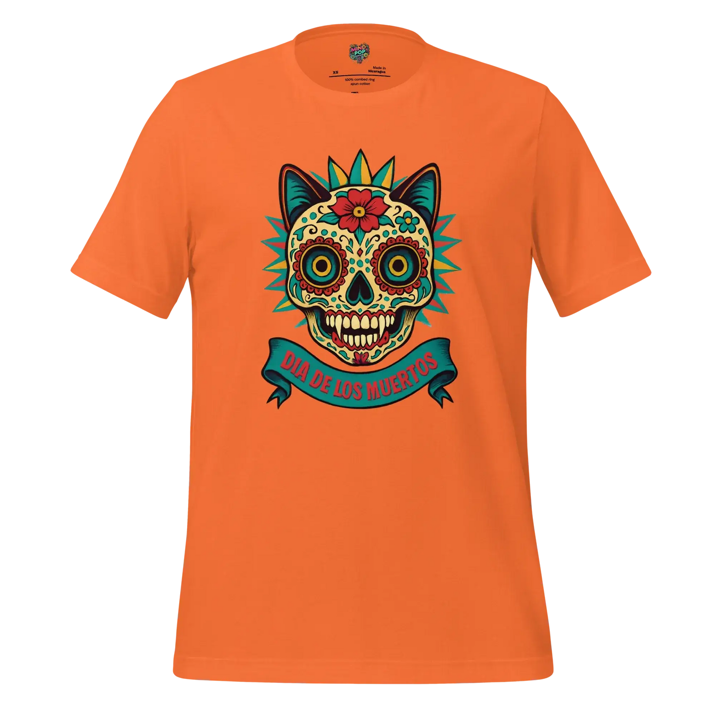 Day of the Dead Cat Shirt Orange