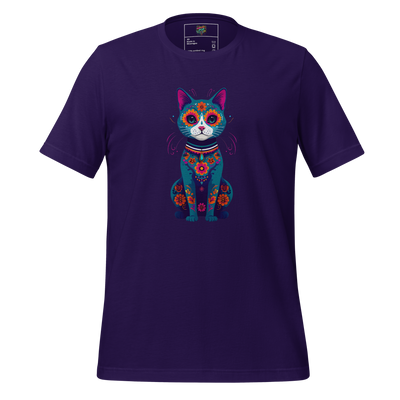 Day of the Dead Cat Sitting Shirt Team Purple