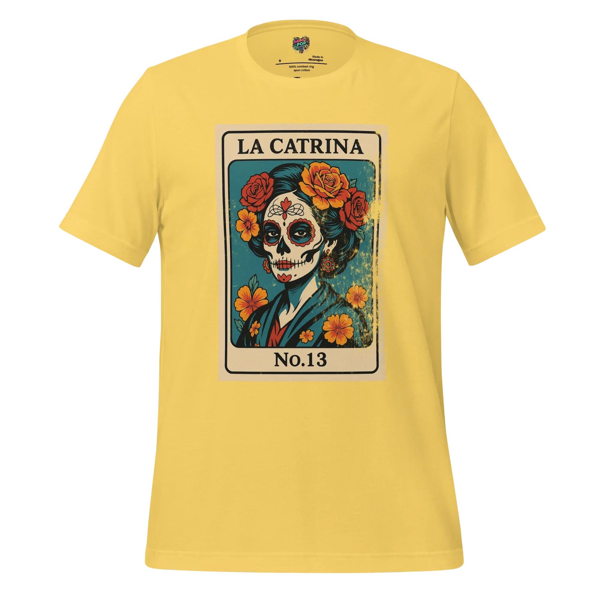 Day of the Dead Vintage Mexican La Catrina Lotería Shirt Yellow