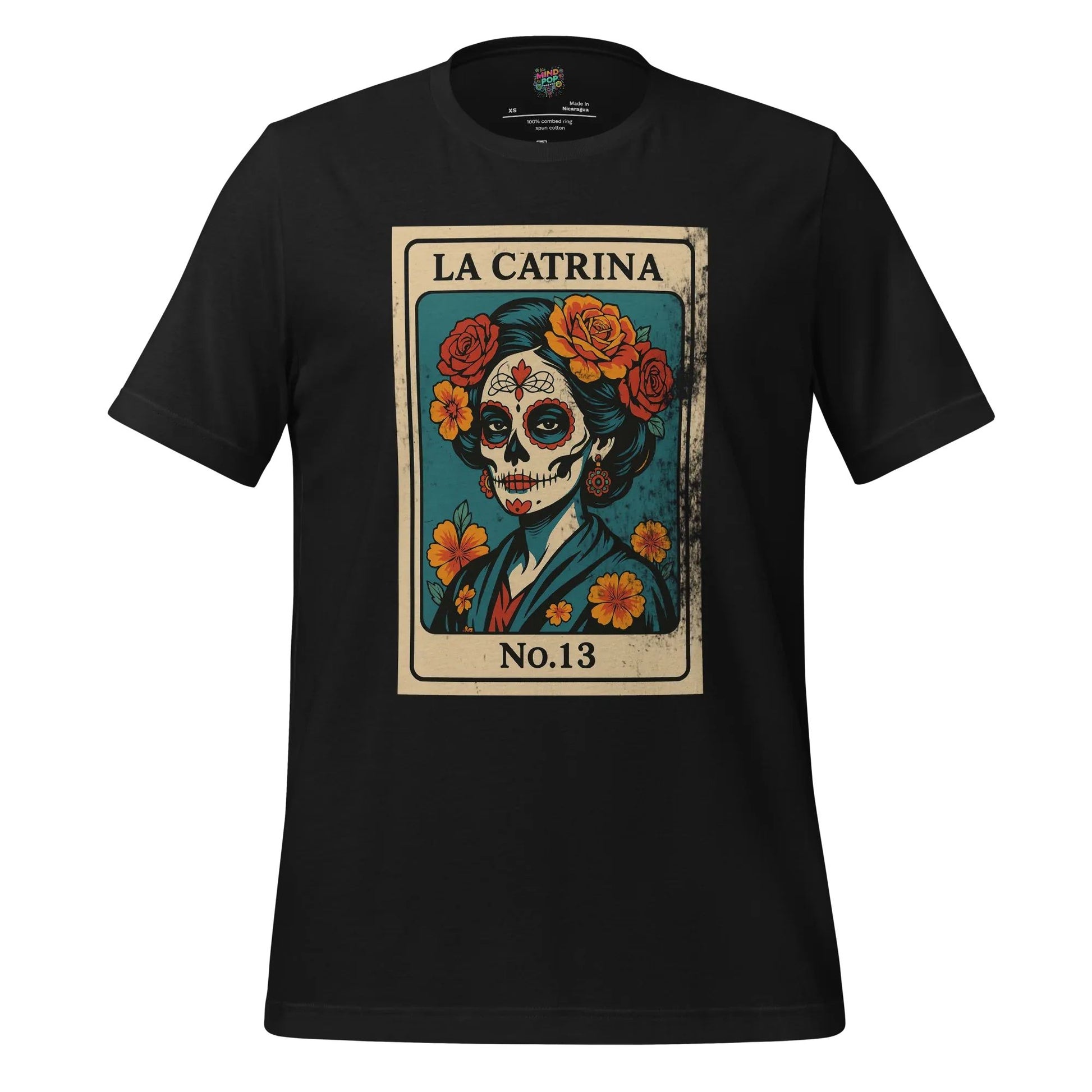 Day of the Dead Vintage Mexican La Catrina Lotería Shirt Vintage Black
