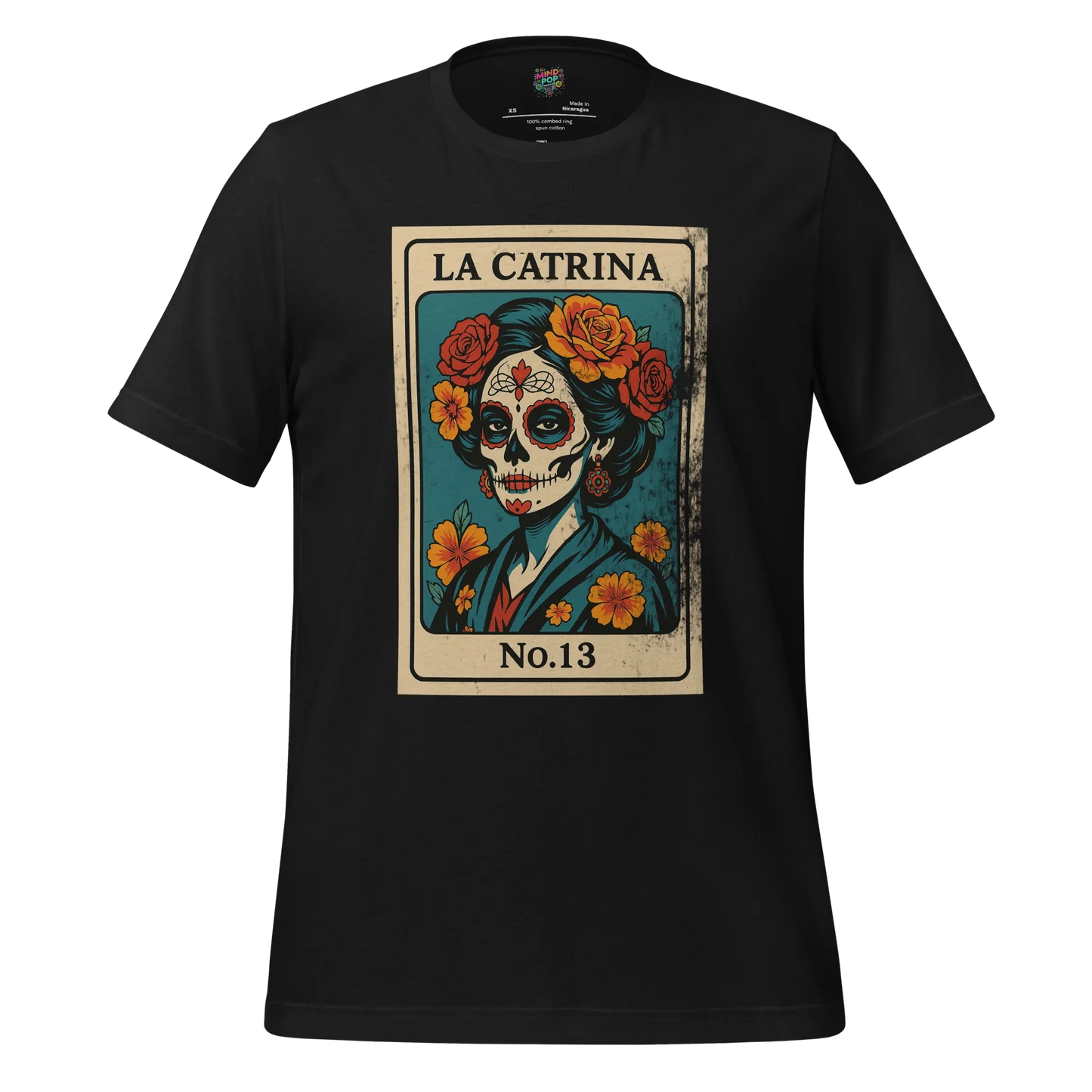 Day of the Dead Vintage Mexican La Catrina Lotería Shirt Vintage Black