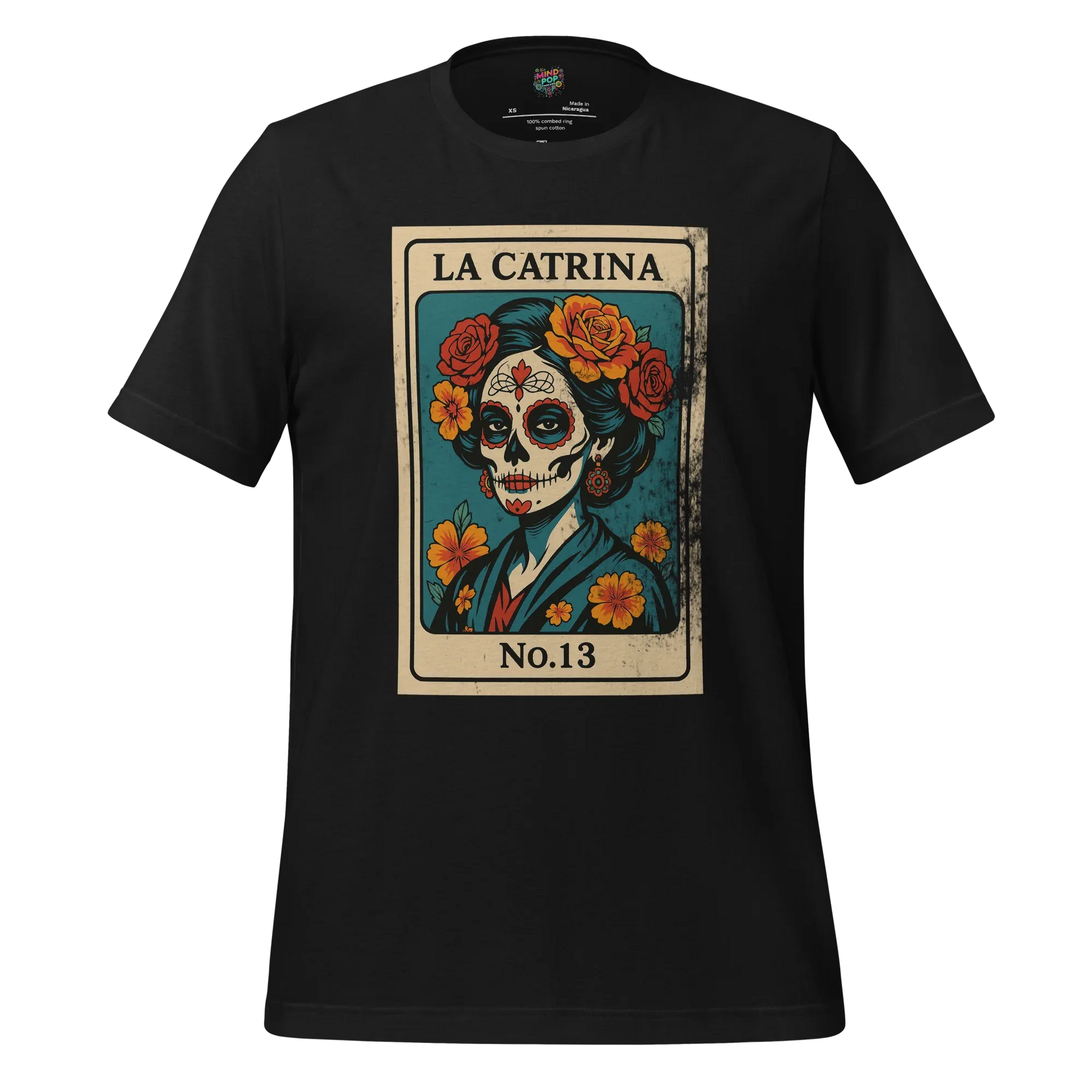 Day of the Dead Vintage Mexican La Catrina Lotería Shirt Vintage Black