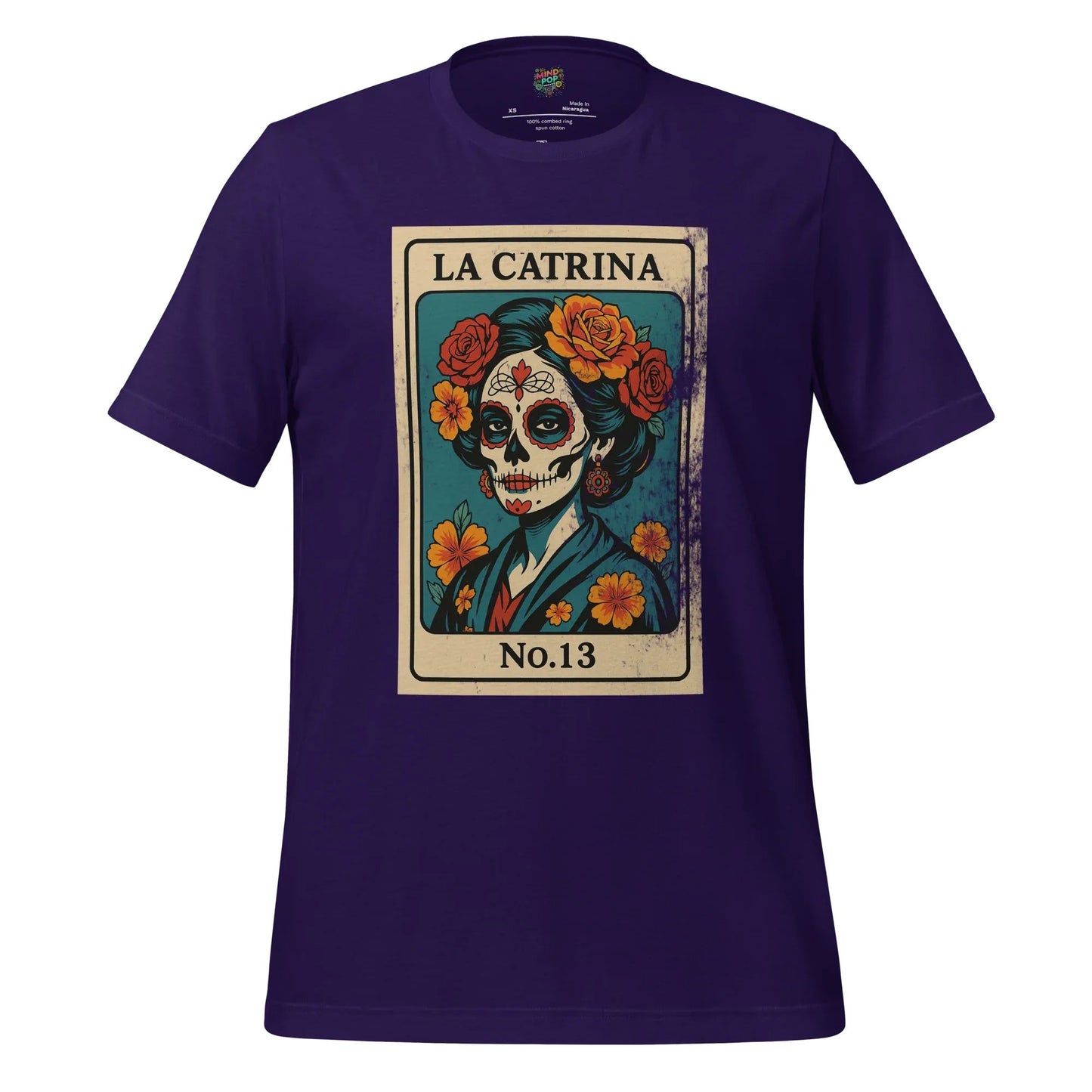 Day of the Dead Vintage Mexican La Catrina Lotería Shirt Team Purple
