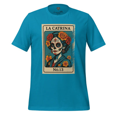Day of the Dead Vintage Mexican La Catrina Lotería Shirt Aqua