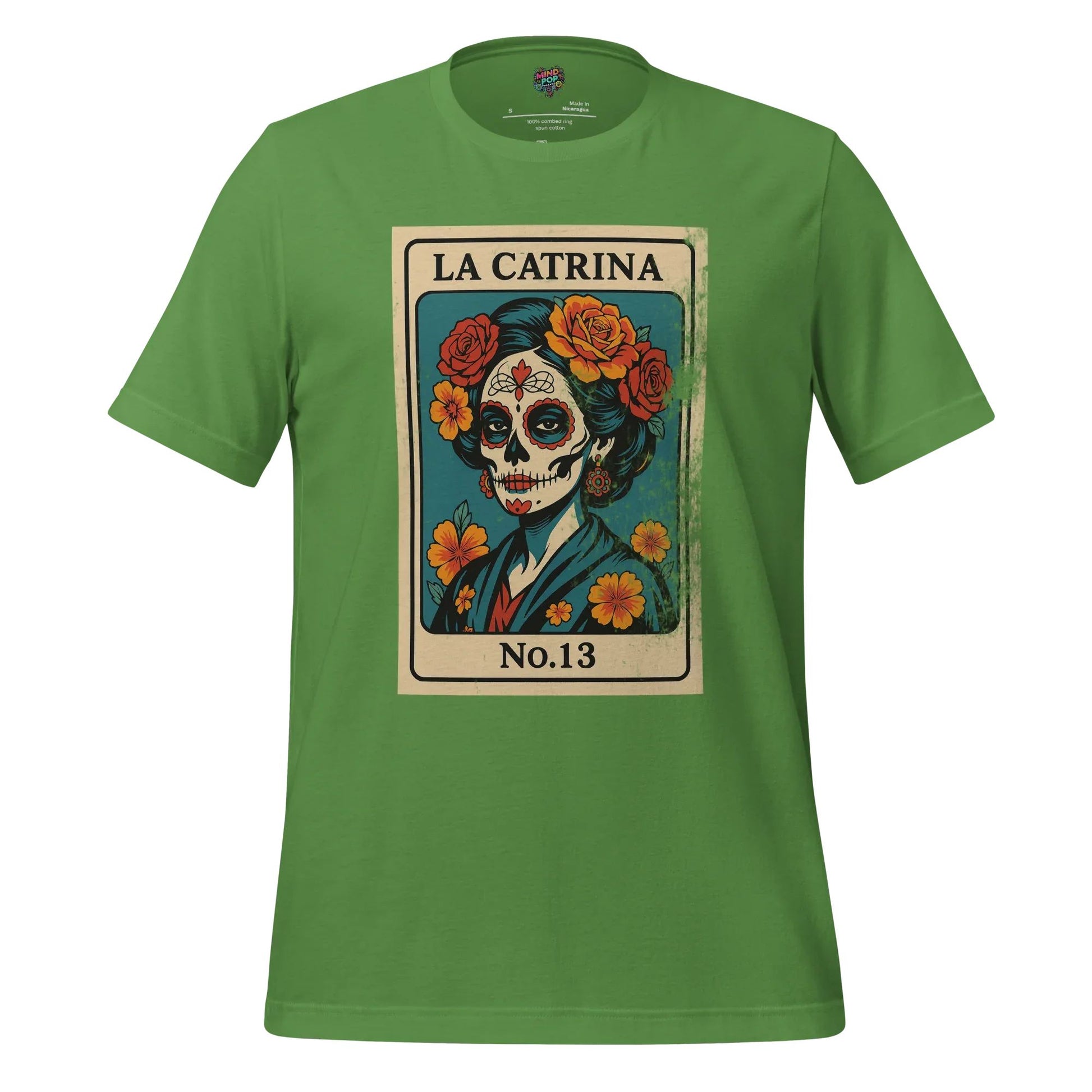 Day of the Dead Vintage Mexican La Catrina Lotería Shirt Leaf
