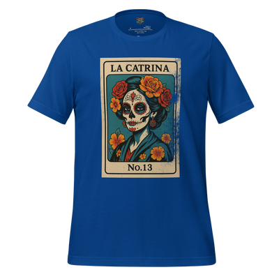 Day of the Dead Vintage Mexican La Catrina Lotería Shirt True Royal