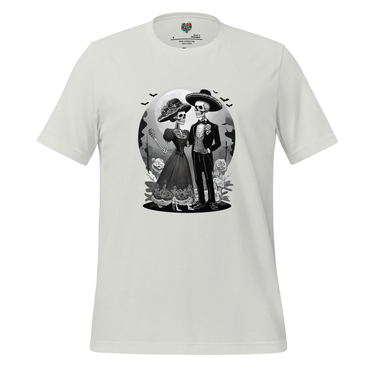 Dia de los Muertos Couple Shirt Silver