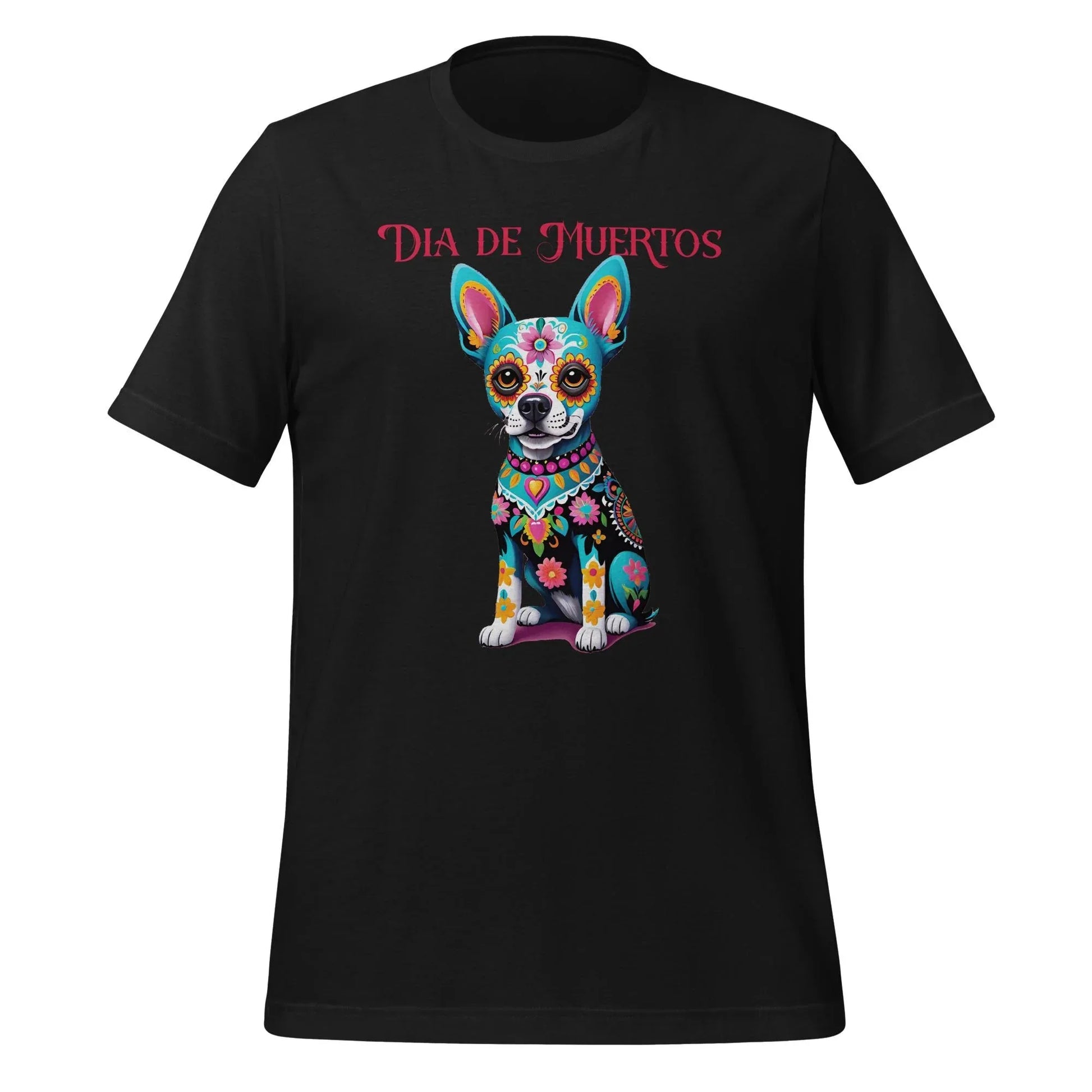 Dia de los Muertos Dog Shirt: Sugar Skull Graphic Tee 3XL Vintage Black