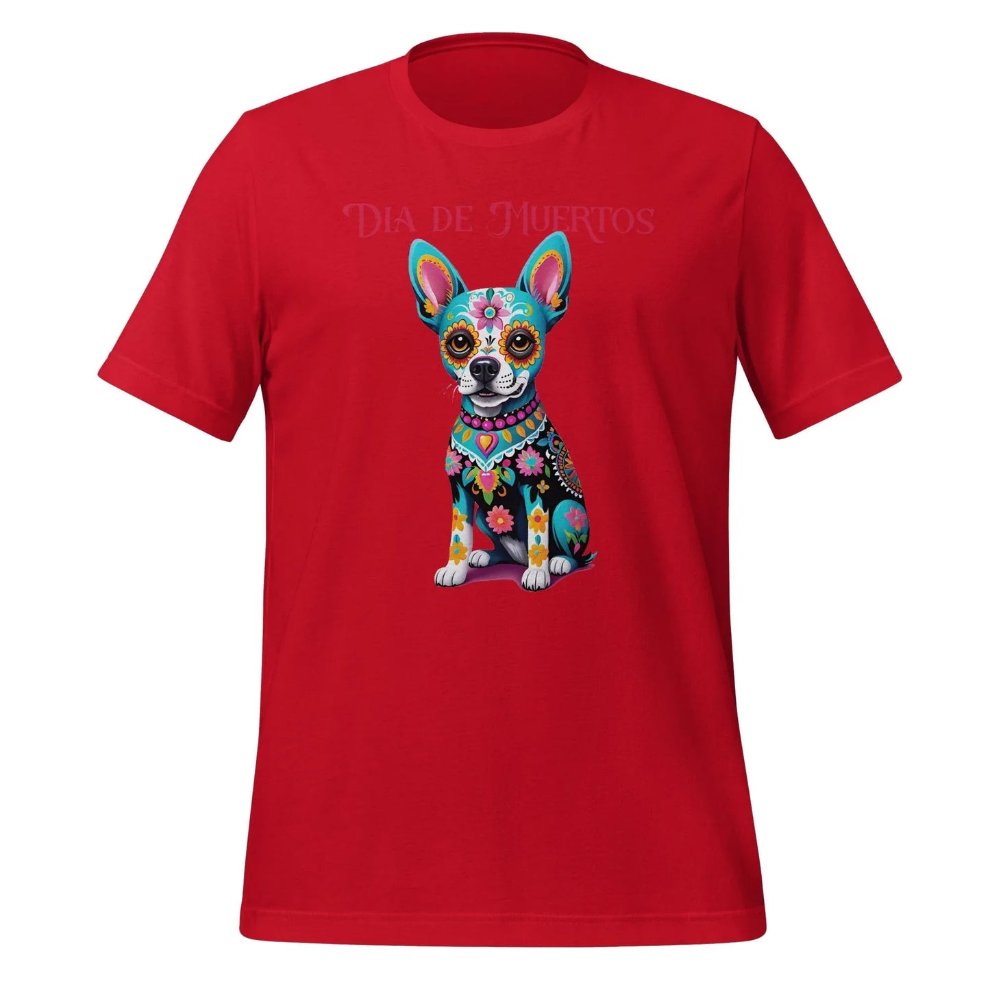 Dia de los Muertos Dog Shirt: Sugar Skull Graphic Tee Red
