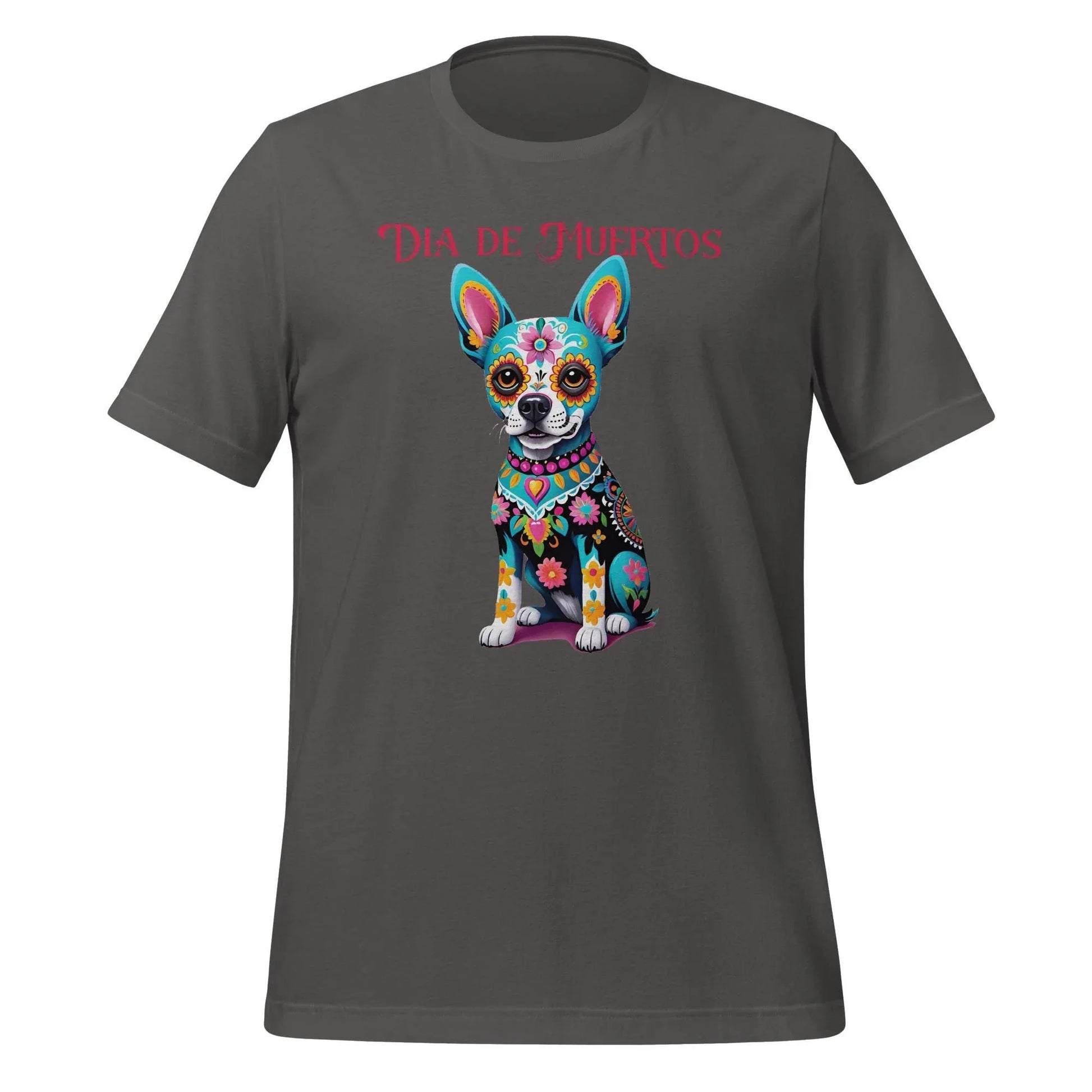 Dia de los Muertos Dog Shirt: Sugar Skull Graphic Tee Asphalt