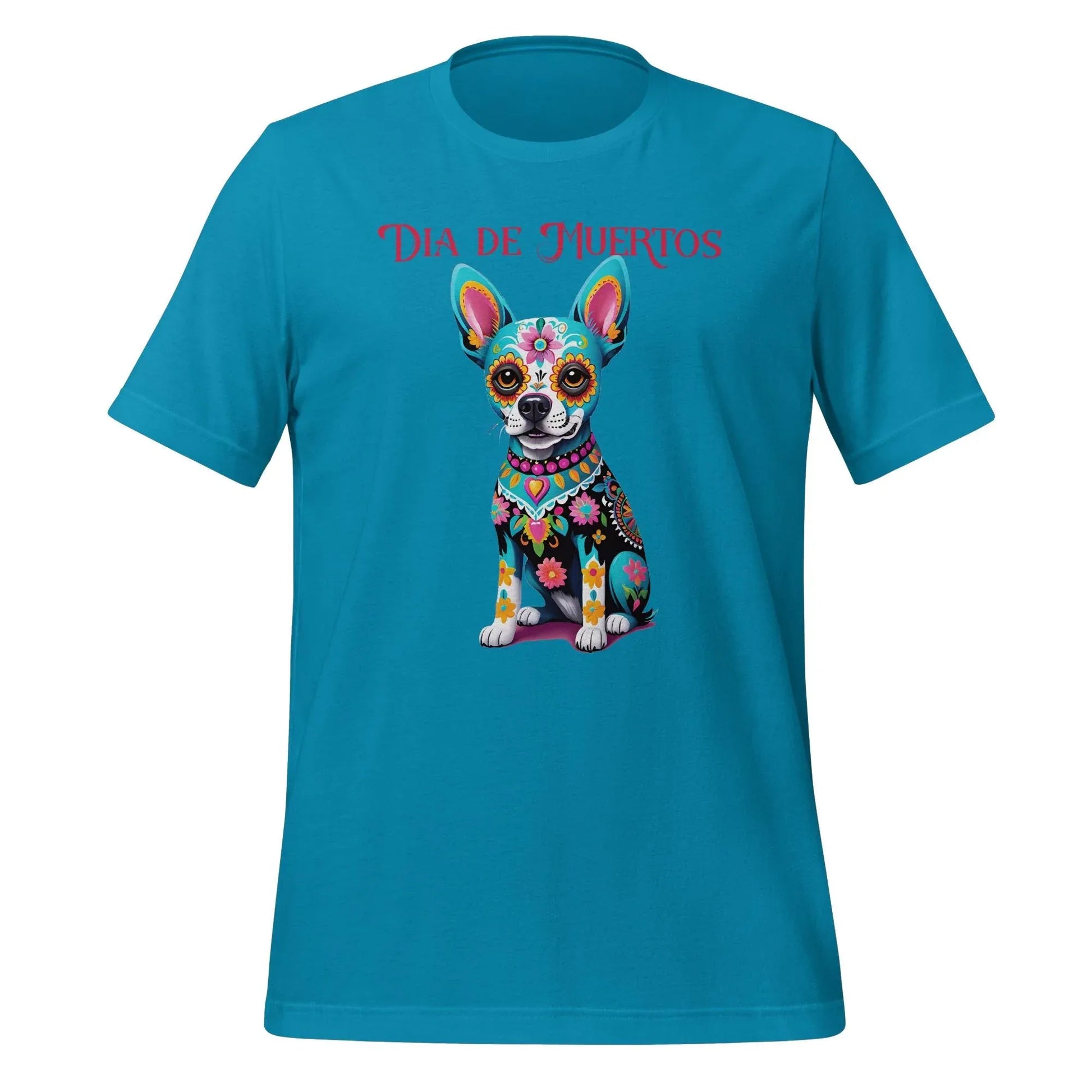 Dia de los Muertos Dog Shirt: Sugar Skull Graphic Tee Aqua
