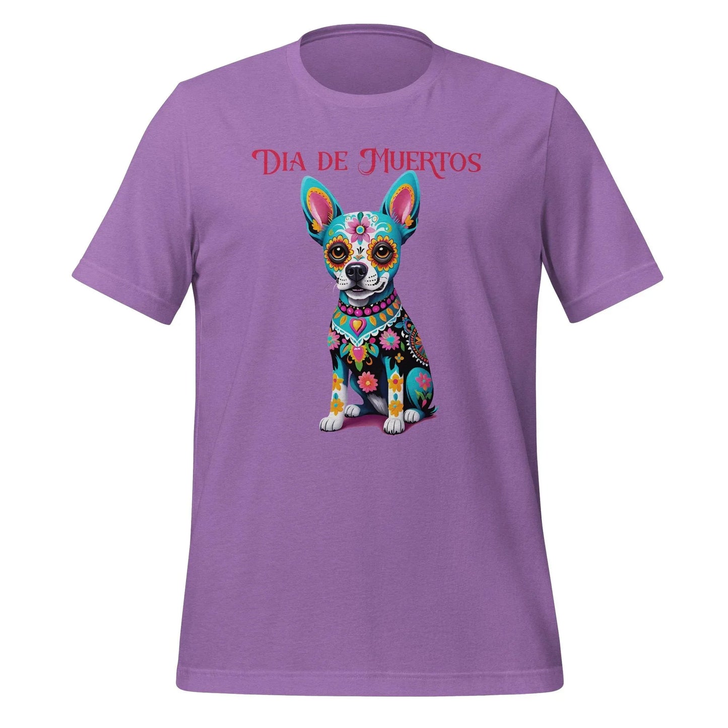 Dia de los Muertos Dog Shirt: Sugar Skull Graphic Tee Heather Team Purple
