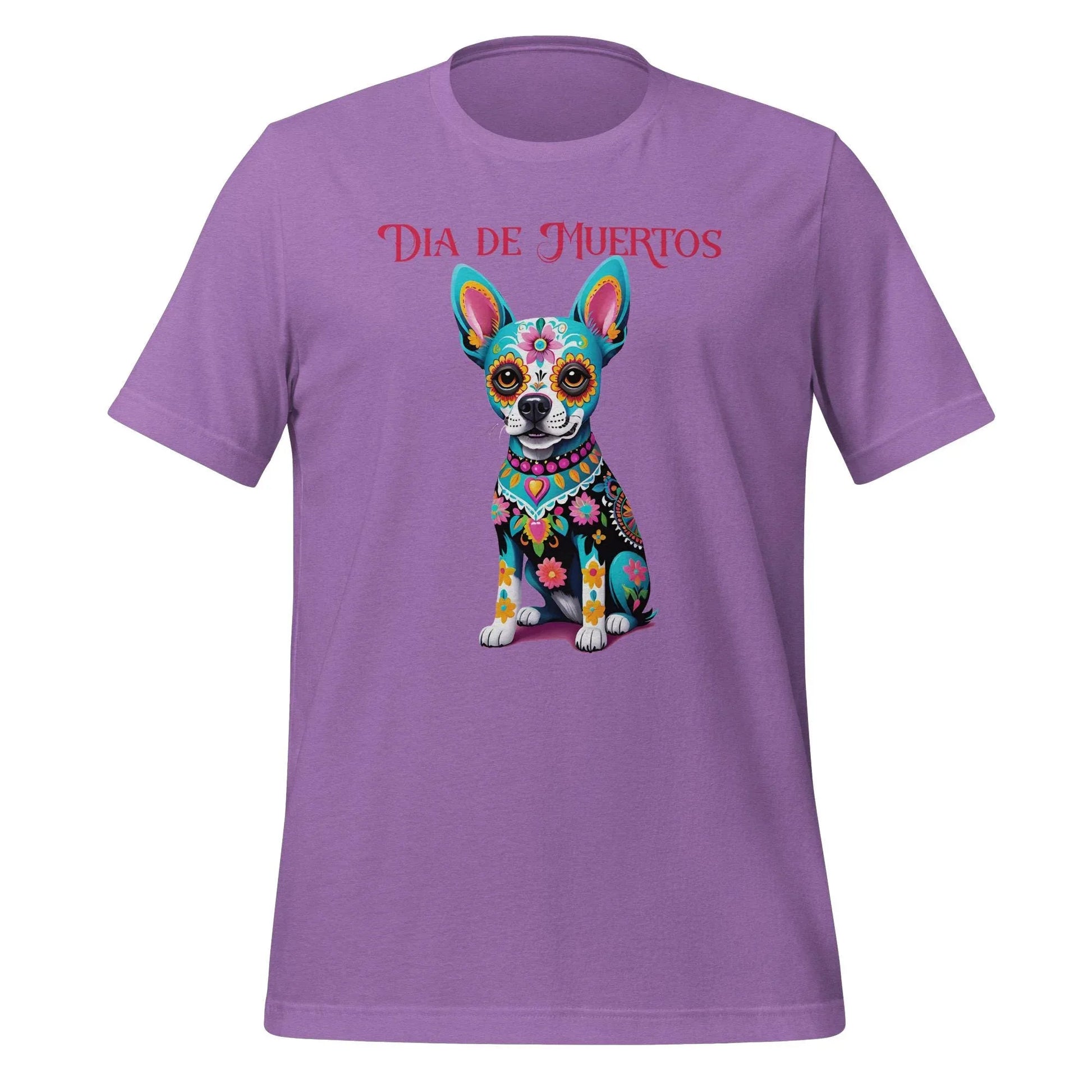 Dia de los Muertos Dog Shirt: Sugar Skull Graphic Tee Heather Team Purple