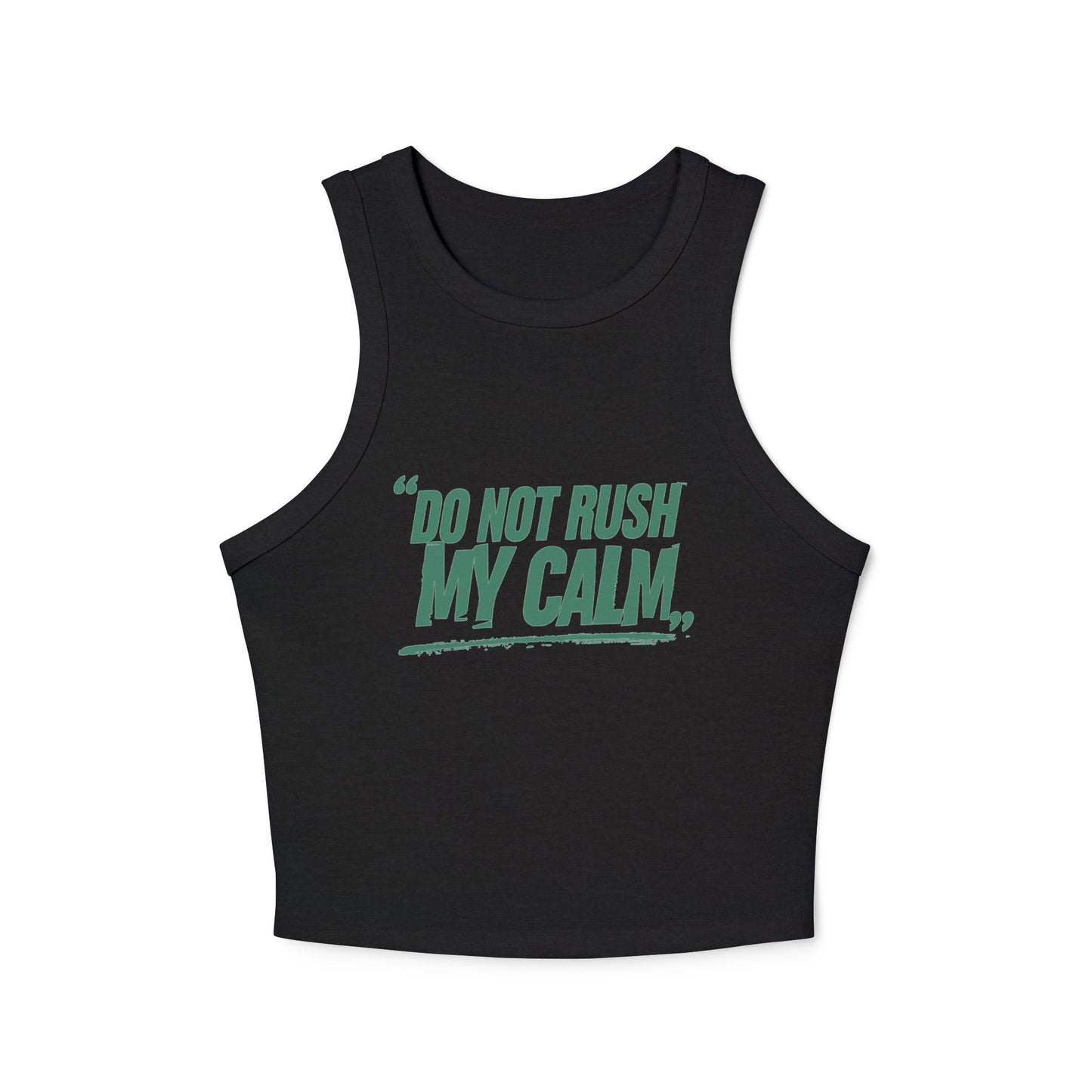 Do Not Rush My Calm Yoga & Pilates fitted Micro-rib Racer tank Solid Black Blend