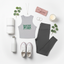 Heather gray fitted yoga tank with green slogan graphic