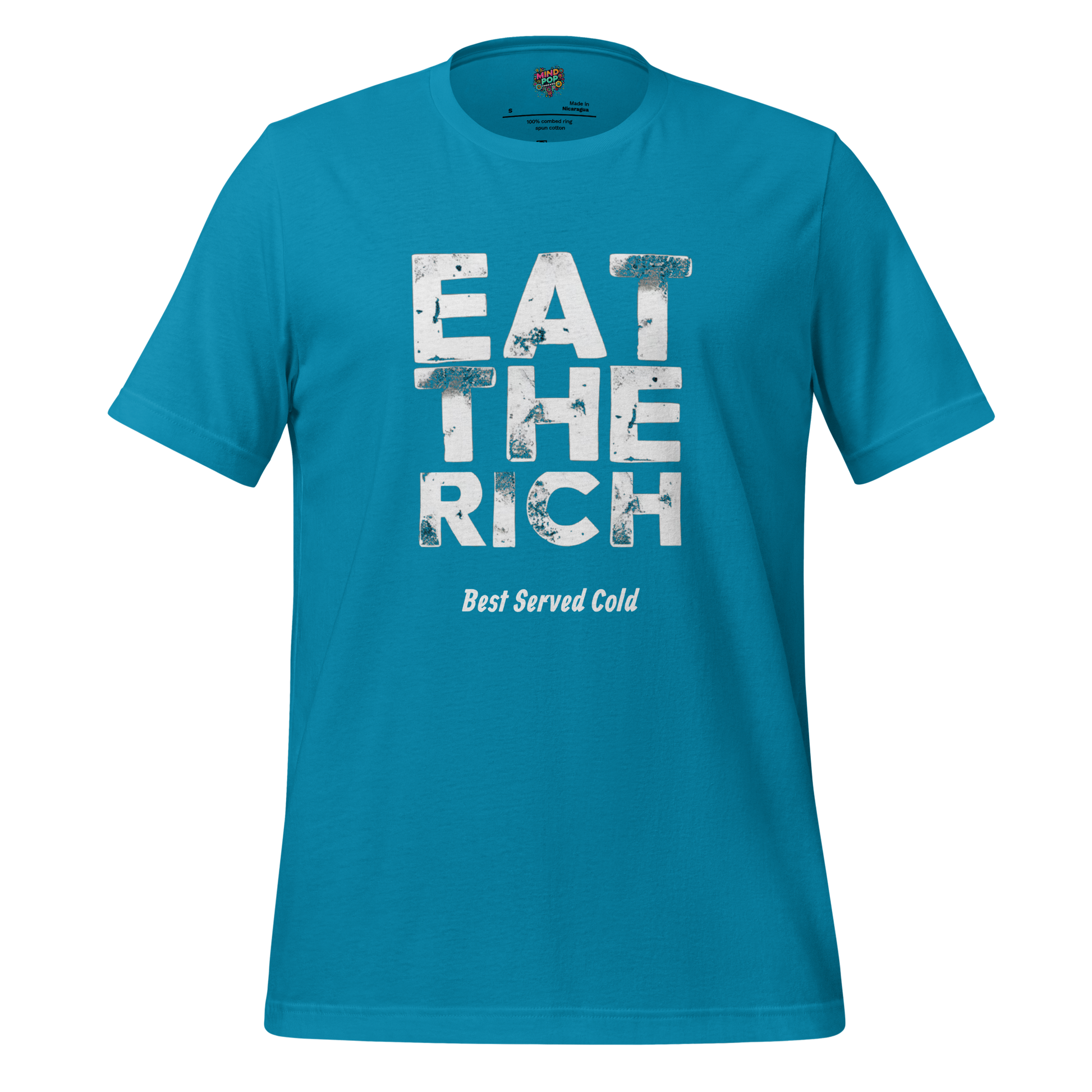 Eat The Rich Graphic Tee — Anti-Capitalist Satire Aqua