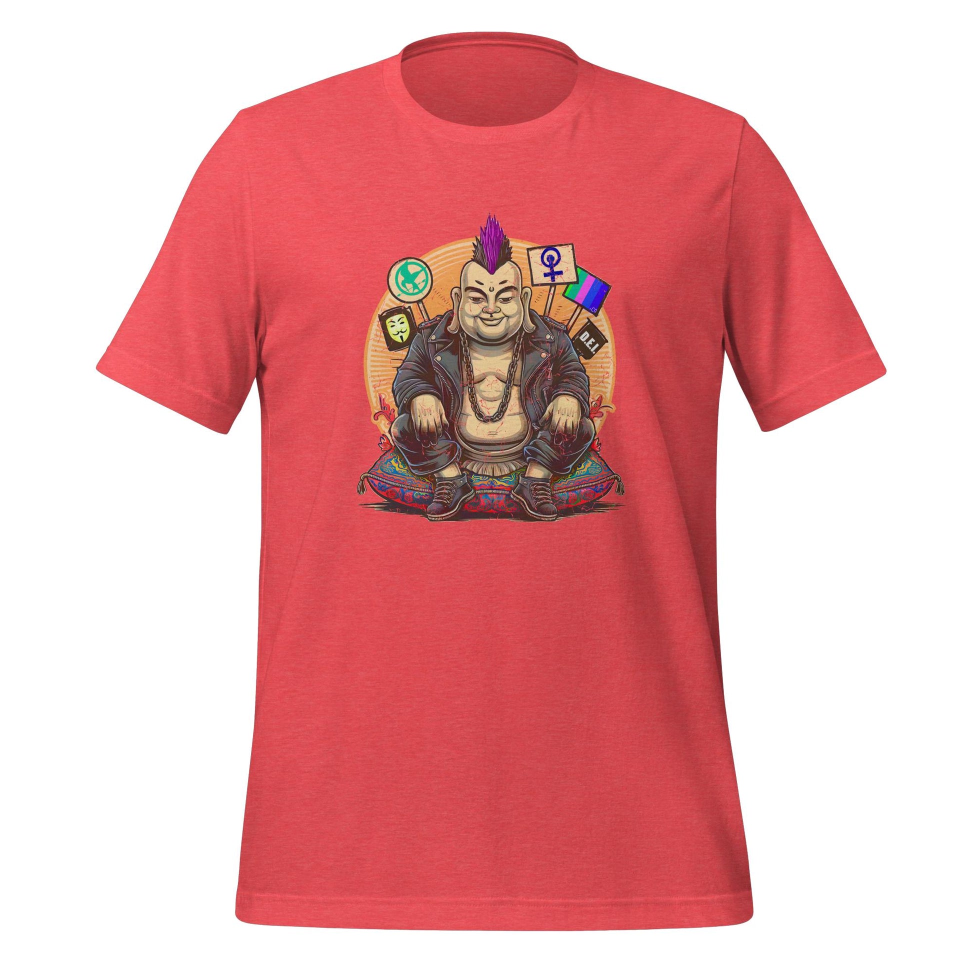 Enlightened Sit-In Punk Buddha Shirt Heather Red