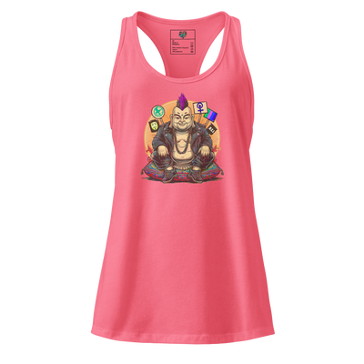 Enlightened Sit-In Punk Buddha fitted racerback tank top Hot Pink