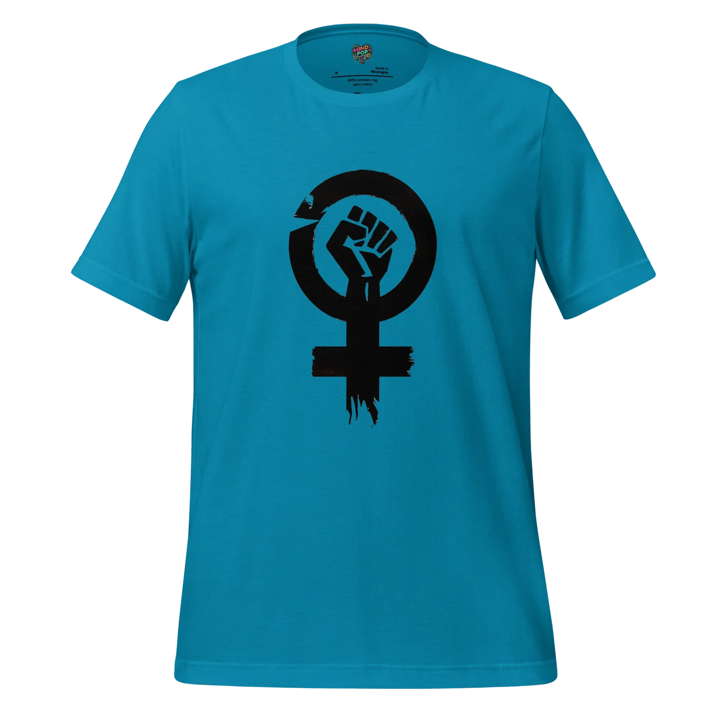Feminist Resistance Graphic Tee — Vintage Protest Style Aqua