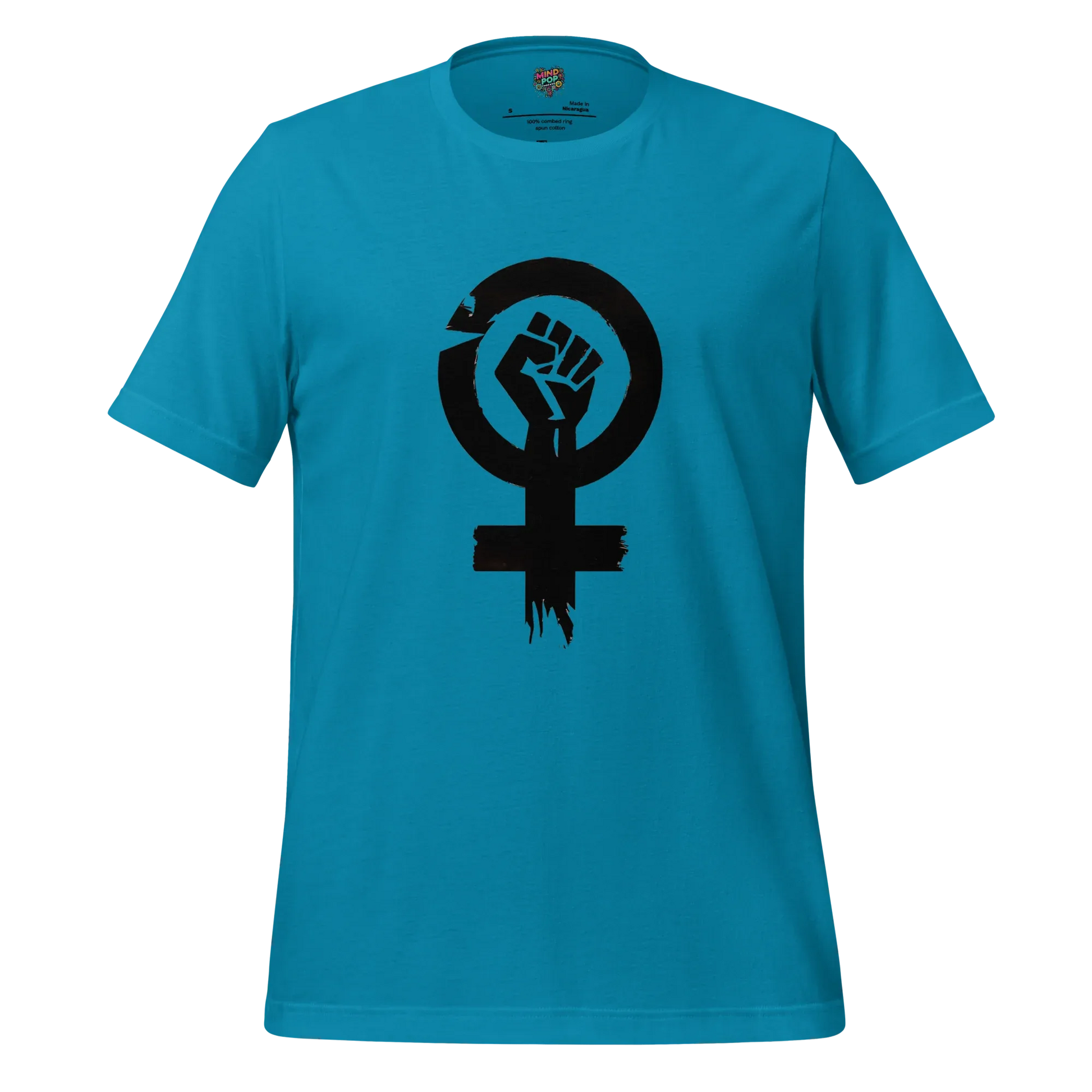 Feminist Resistance Graphic Tee — Vintage Protest Style Aqua