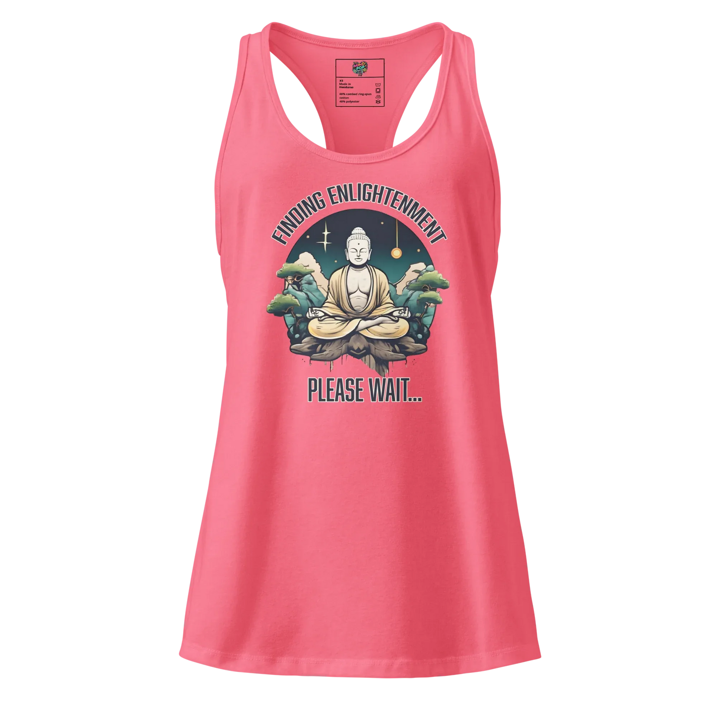 Finding Enlightenment (Buddha in Garden) fitted racerback tank top Hot Pink
